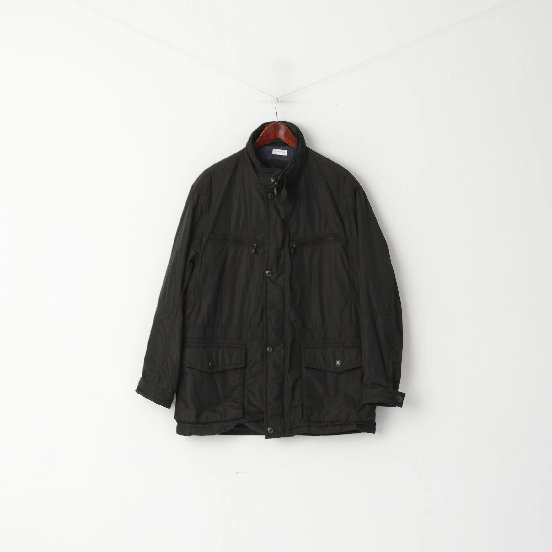 Pierre Cardin Paris Men 27 L Jacket Dark Brown Shiny Padded Military Casual Top Forget suitable for beach vacations