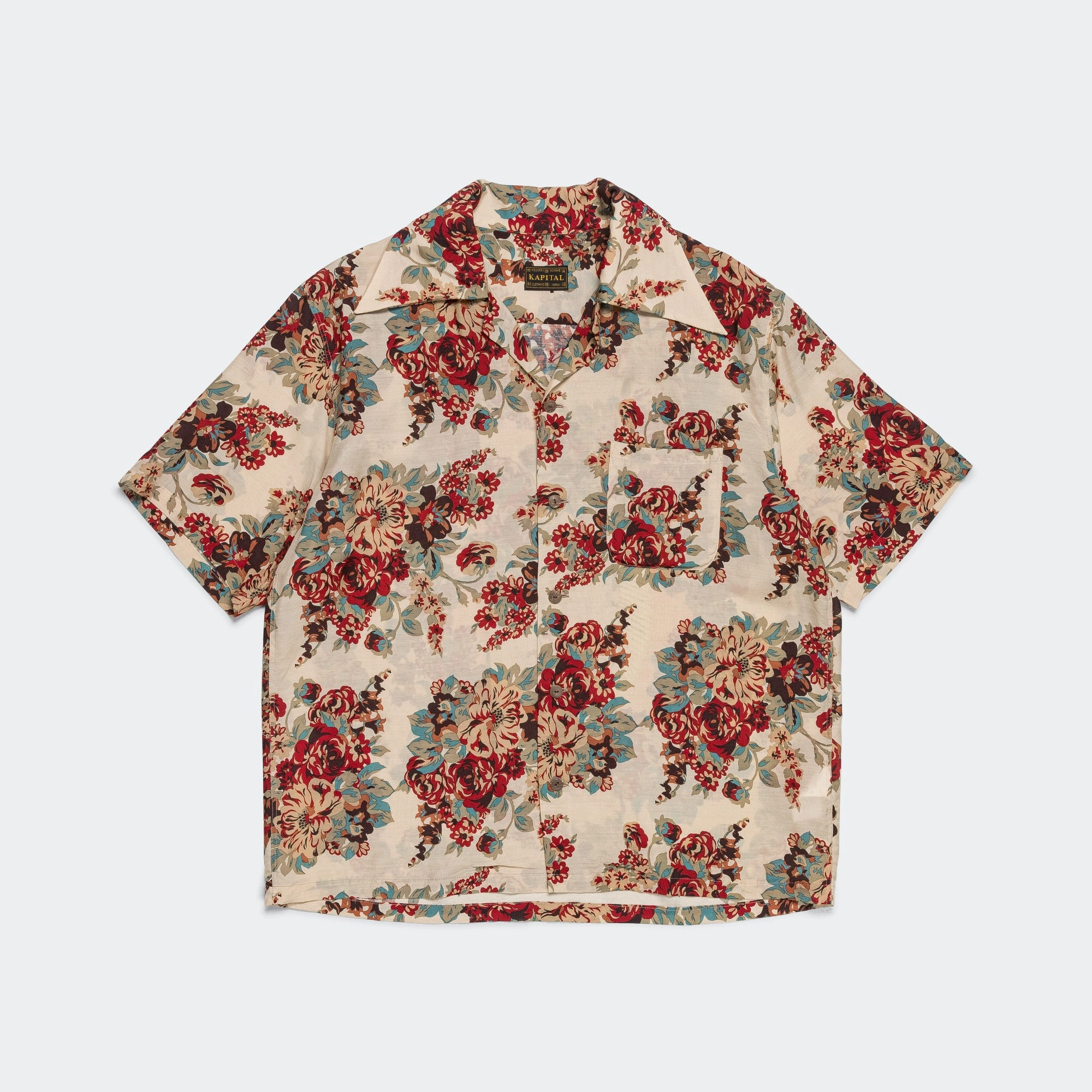 Silk Rayon CHAMPETRE MARIA WRANGLE Collar Aloha Shirt - Ecru Soft Texture Day-To-Night Wear