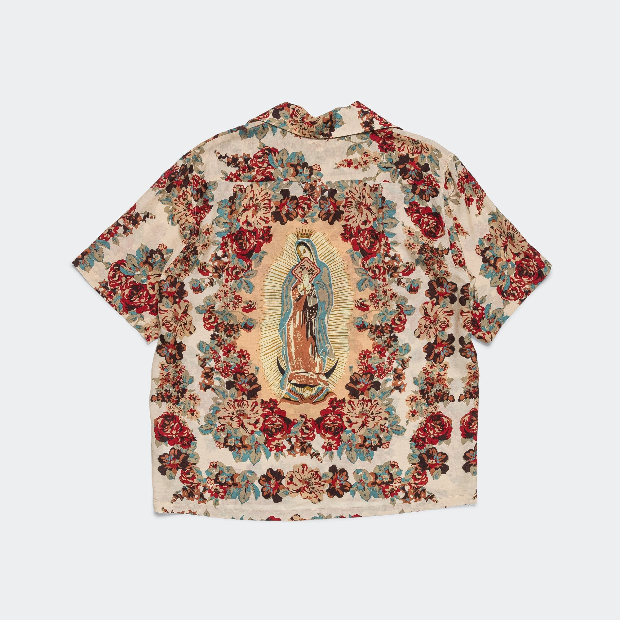 Casual Hangout crew neck Silk Rayon CHAMPETRE MARIA WRANGLE Collar Aloha Shirt - Ecru