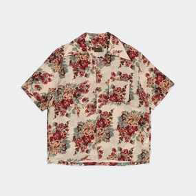 Silk Rayon CHAMPETRE MARIA WRANGLE Collar Aloha Shirt - Ecru Soft Texture Day-To-Night Wear