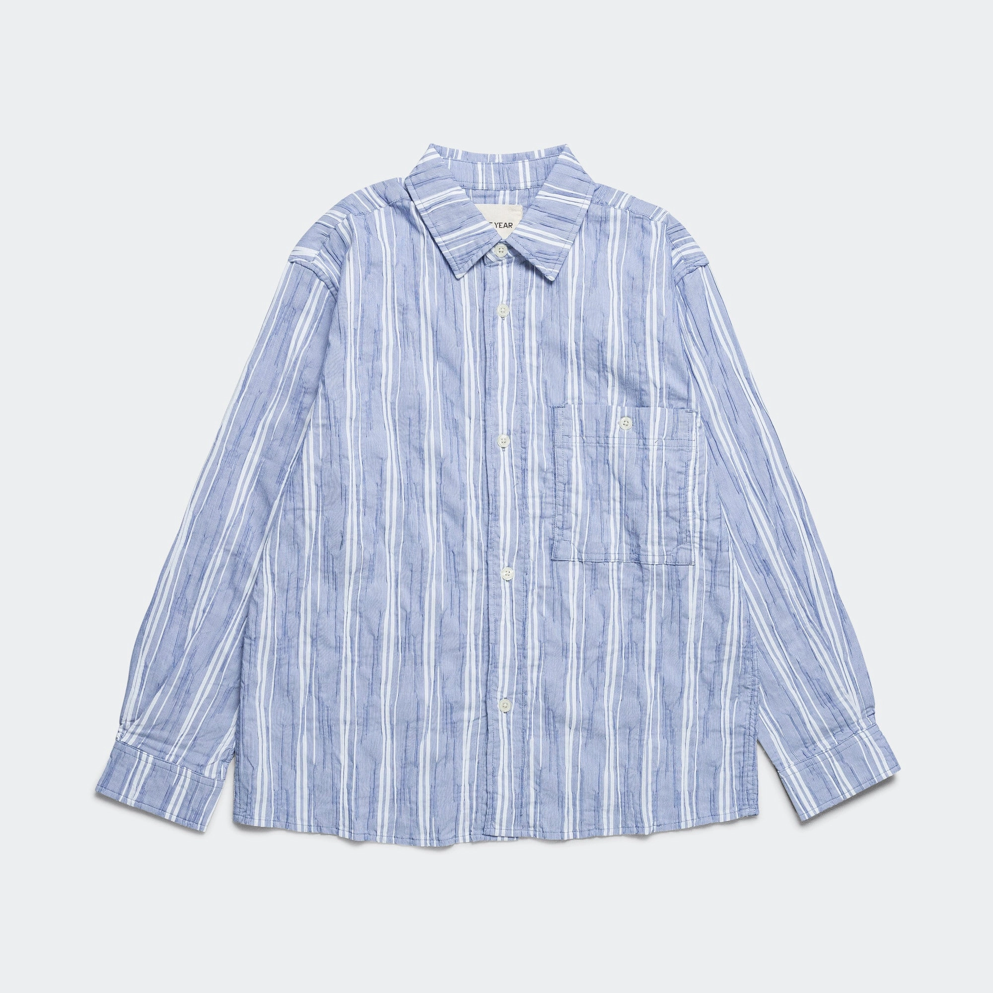 Relaxed L/S Shirt - Crinkley Navy/White Stripe Networking Session Breathable mesh