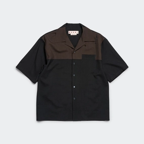 Reinforced Seams Durable Stitching Tropical Wool Block Shirt - Black/Brown