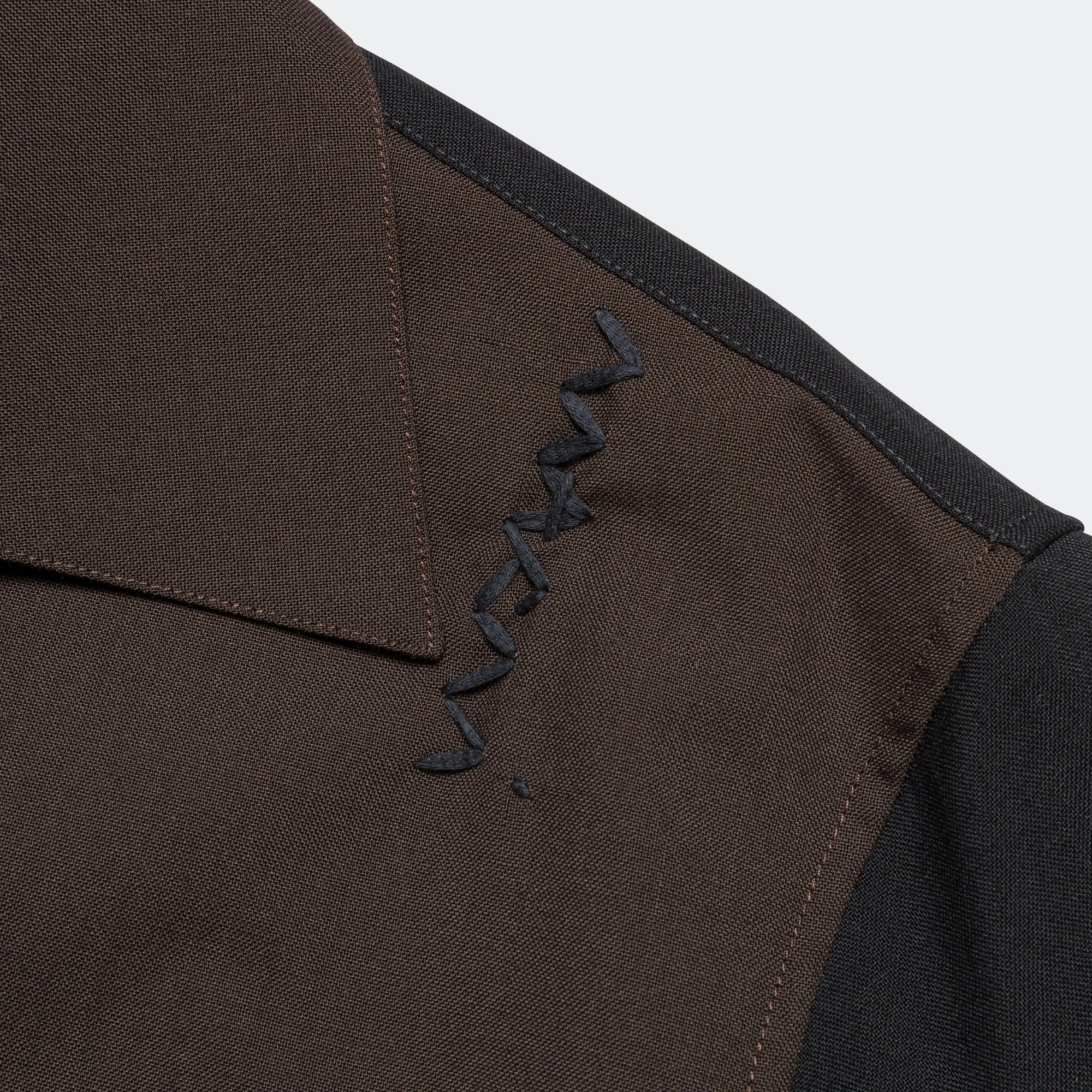 Tropical Wool Block Shirt - Black/Brown Glossy Texture