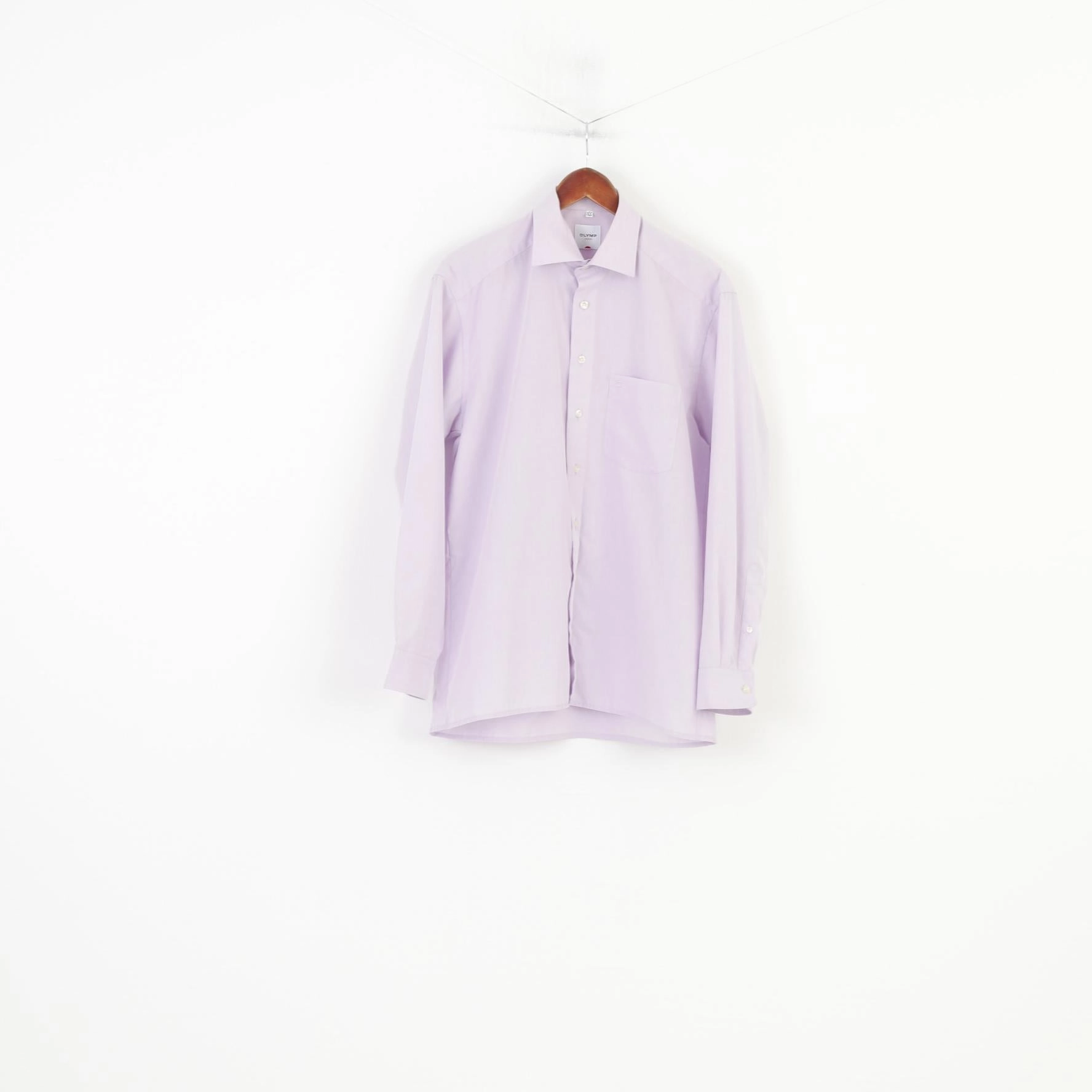 Olymp Luxor Men 40 15 3/4 XL Casual Shirt Long Sleeve Pink Cotton Classic Collar Bottoms Top Statement Maker Adjustable Hem