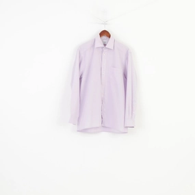 Olymp Luxor Men 40 15 3/4 XL Casual Shirt Long Sleeve Pink Cotton Classic Collar Bottoms Top Statement Maker Adjustable Hem