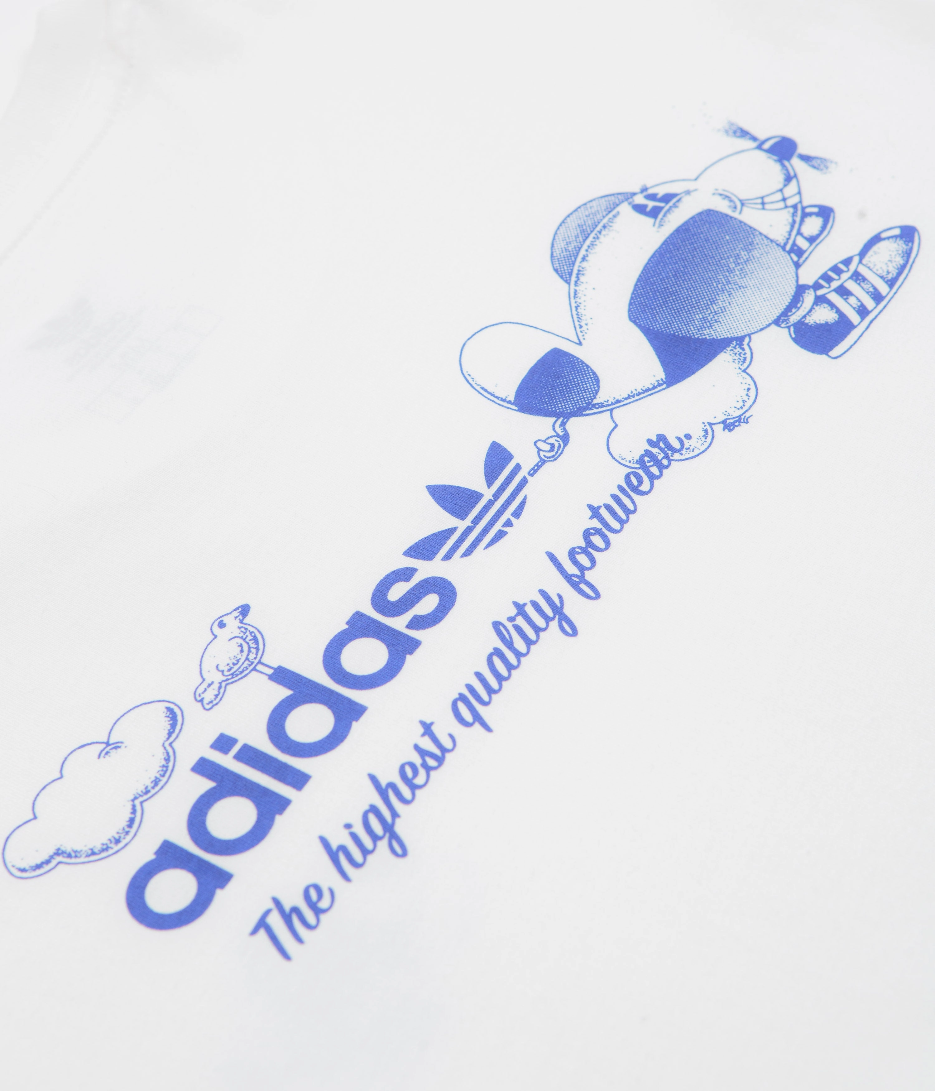 Adidas Dog Plane T-Shirt - White / Lucid Blue Comfy Casual Wear Solid color purity