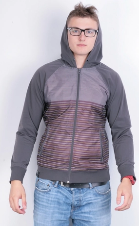 Reserved Mens M Jacket Brown Full Zipper Hood Striped Waterproof Seasonal Function Charm