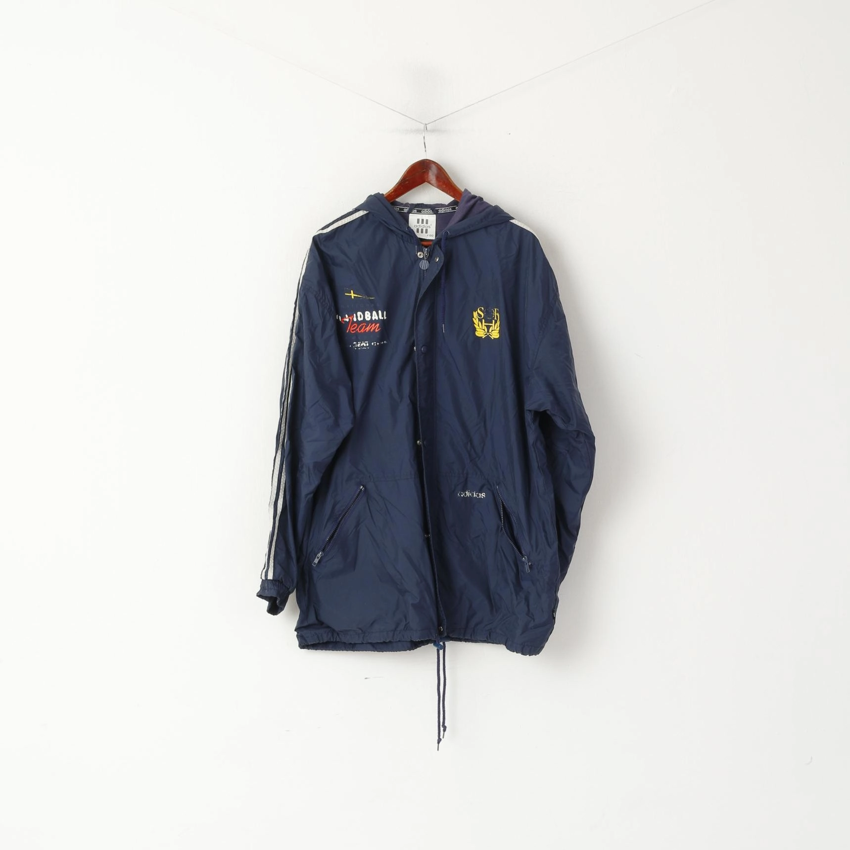 Bestow Involve Adidas Men L 192 Jacket Navy Vintage National Handball Team Sweden Zip Up Top