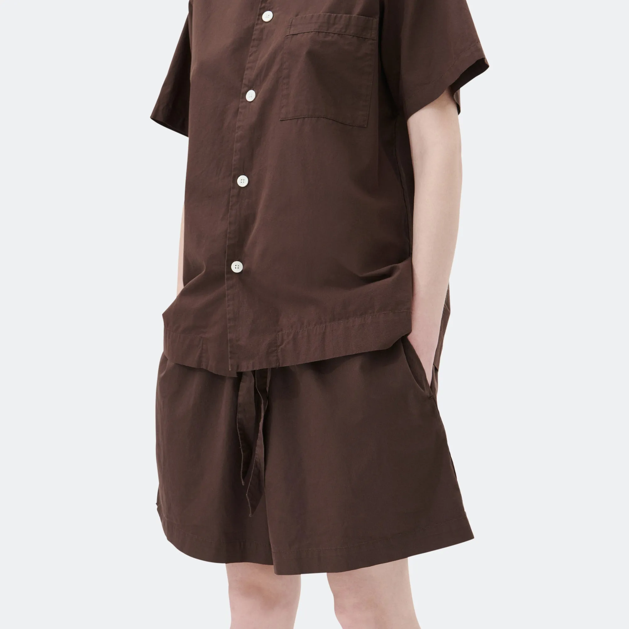 Pyjama Shorts - Coffee Cotton Poplin cargo style