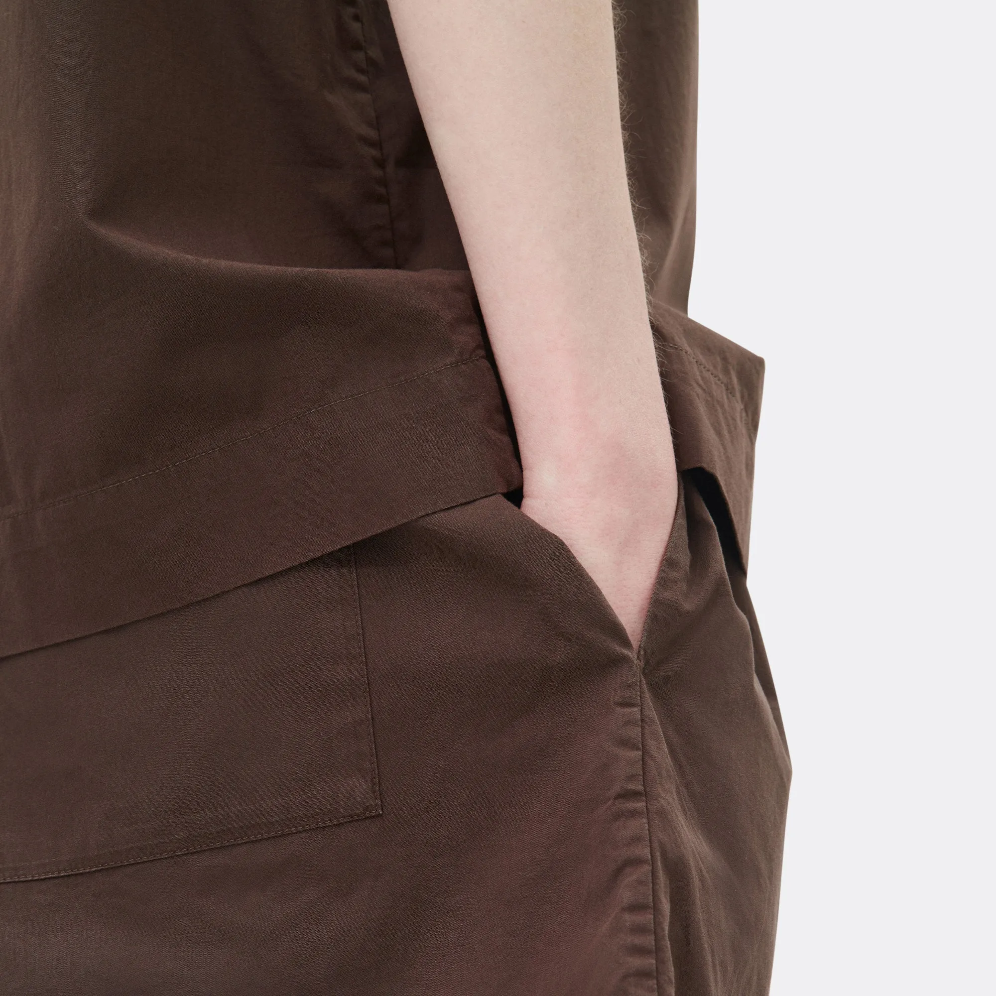 factory work Rubberized Waist Grip Pyjama Shorts - Coffee Cotton Poplin