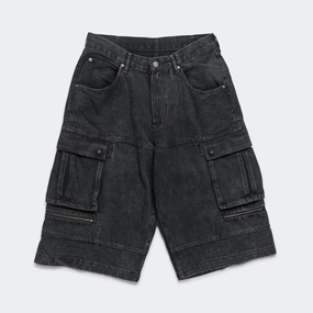 Weekend Style Faded Cargo Shorts - Black