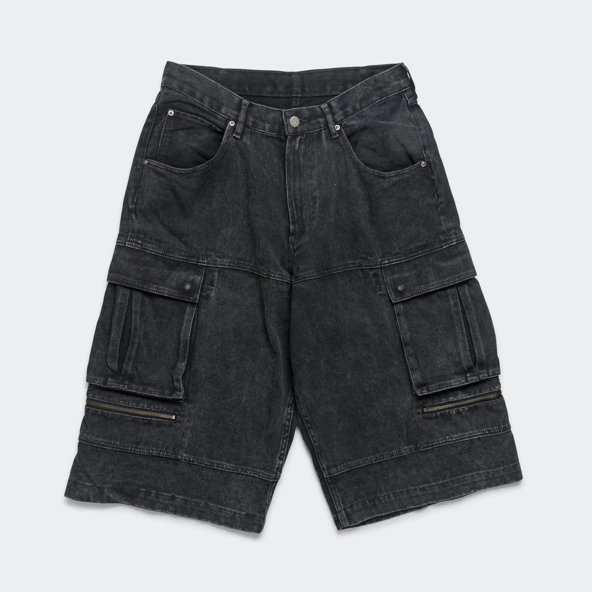 Weekend Style Faded Cargo Shorts - Black