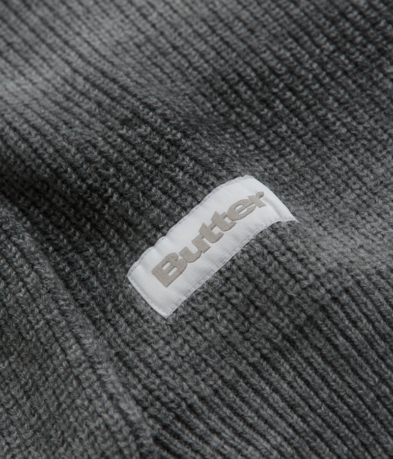 Butter Goods Beams 1/4 Zip Knit Polo Sweatshirt - Charcoal Running Gear Warm