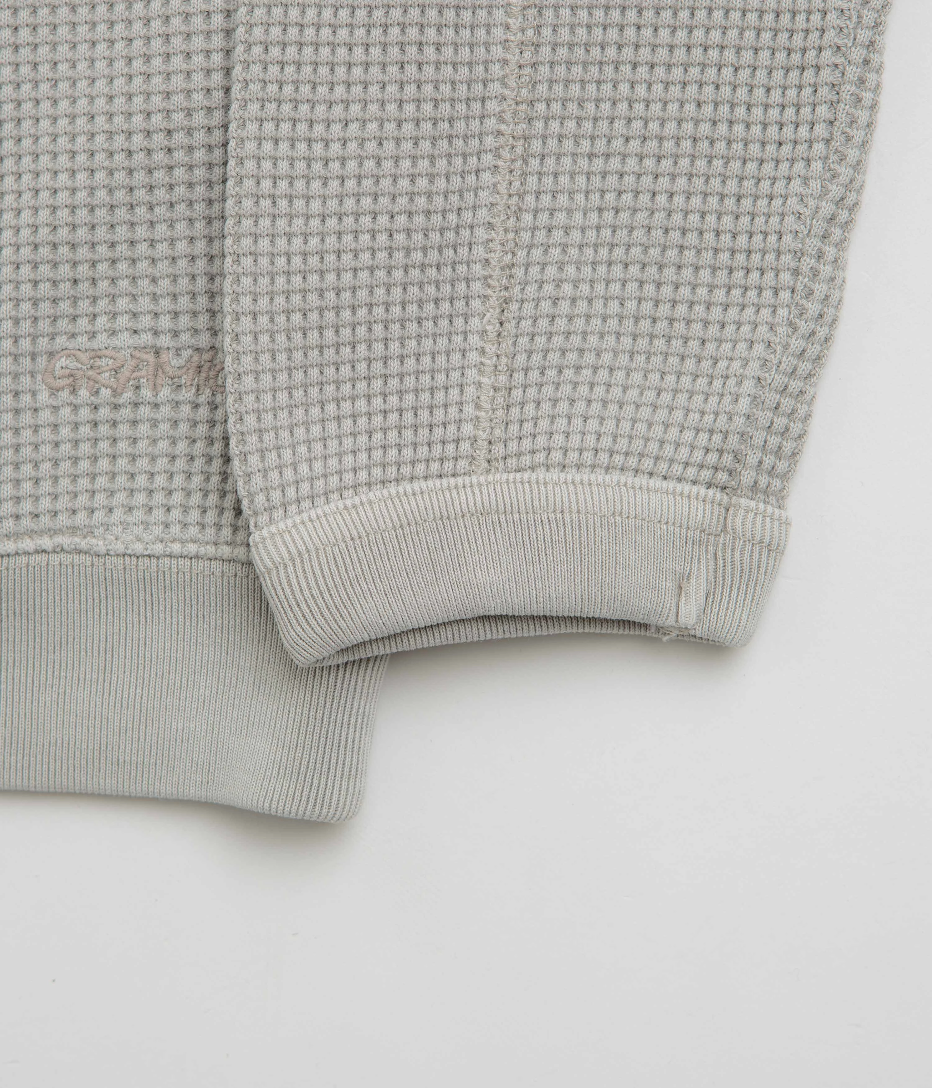 Embroidered Logo Gramicci Waffle Crewneck Sweatshirt - Pewter