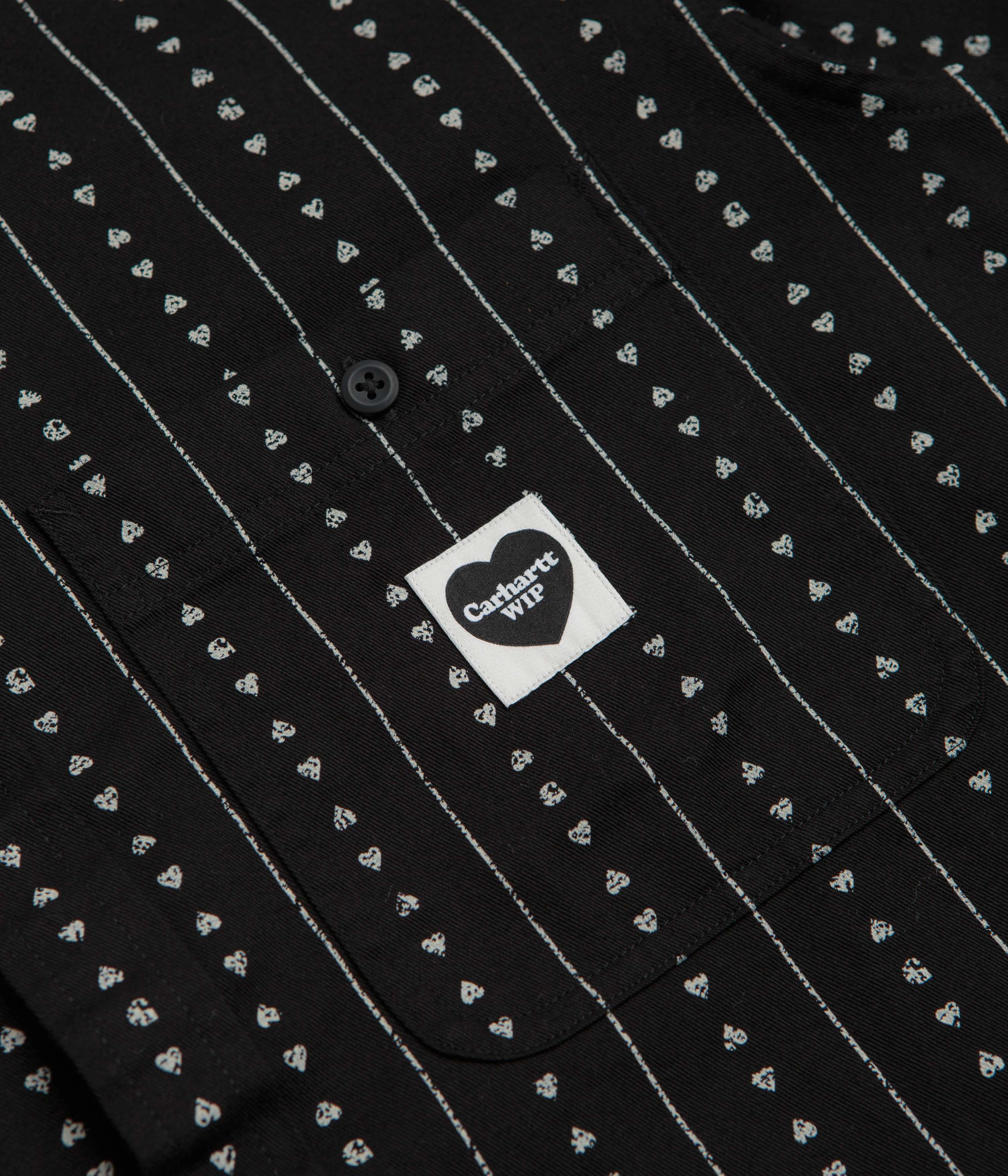 Unstructured Shoulder Carhartt Drewe Short Sleeve Shirt - Heart C Pinstripe / Black / Natural