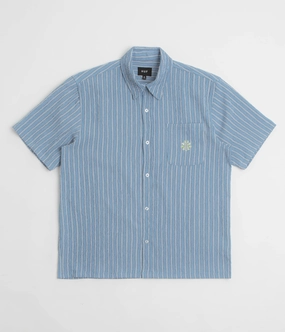 Youthful Style HUF Apollo Striped Short Sleeve Shirt - Pool Blue