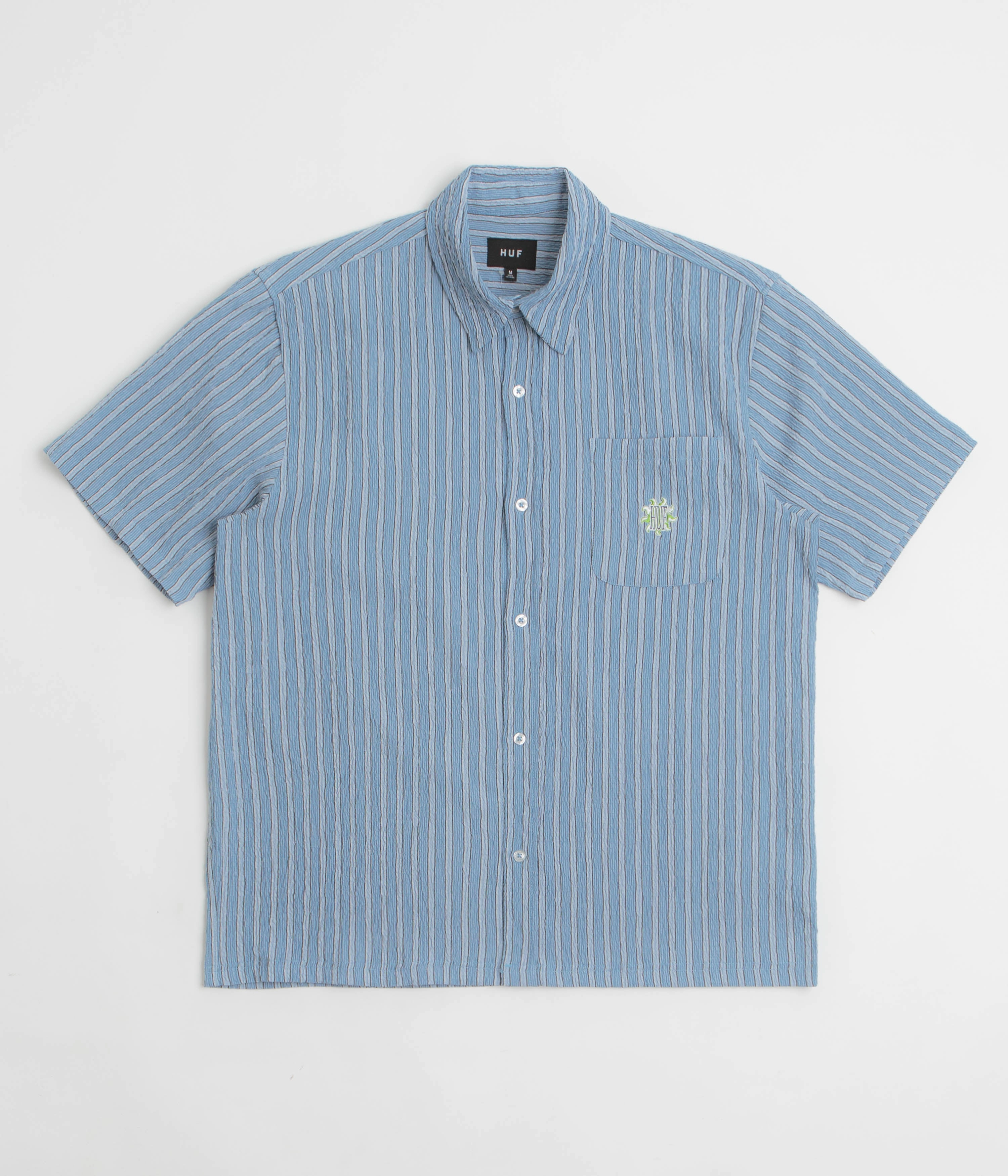 Youthful Style HUF Apollo Striped Short Sleeve Shirt - Pool Blue