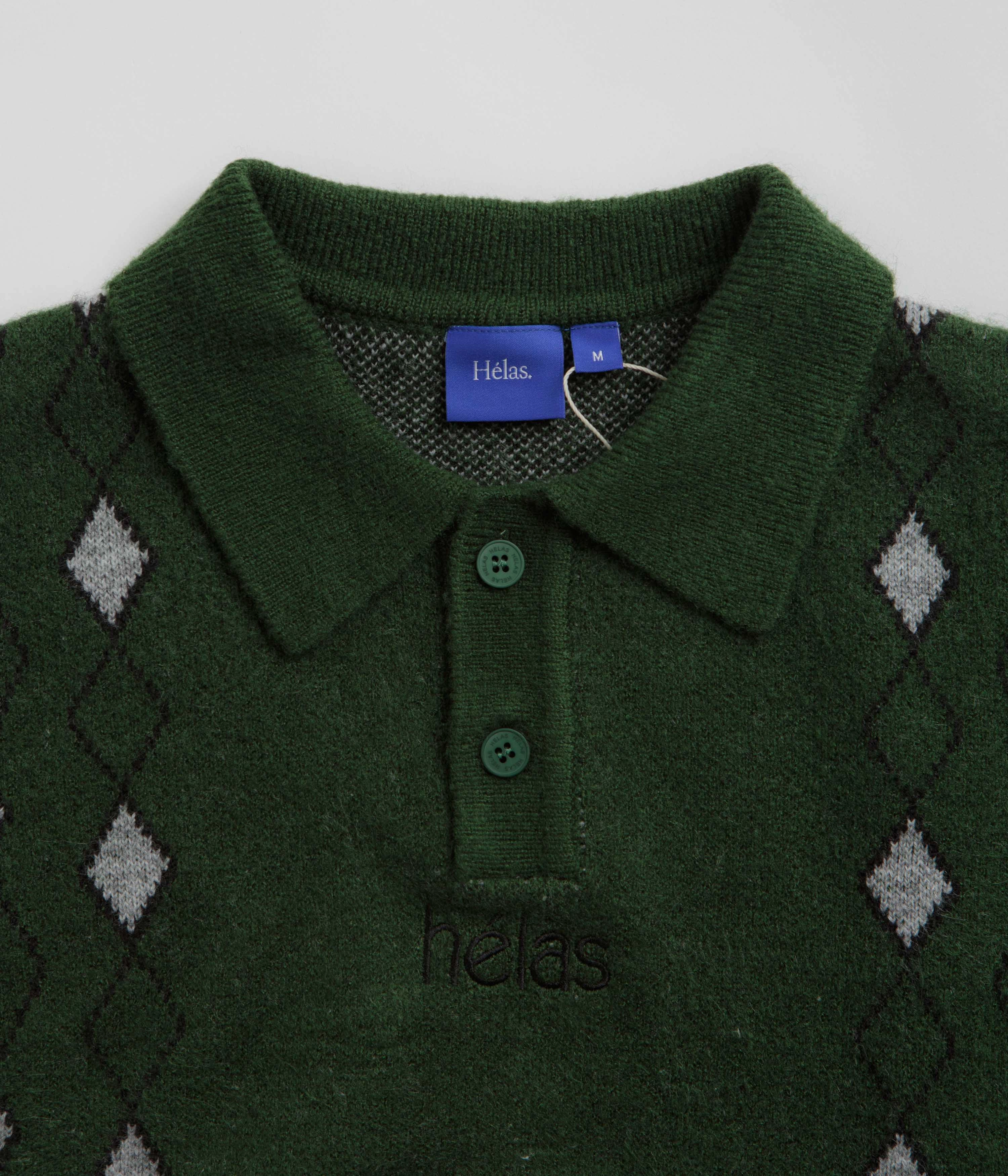 Helas Apres-Ski Polo Knit Sweatshirt - Green Retro Print