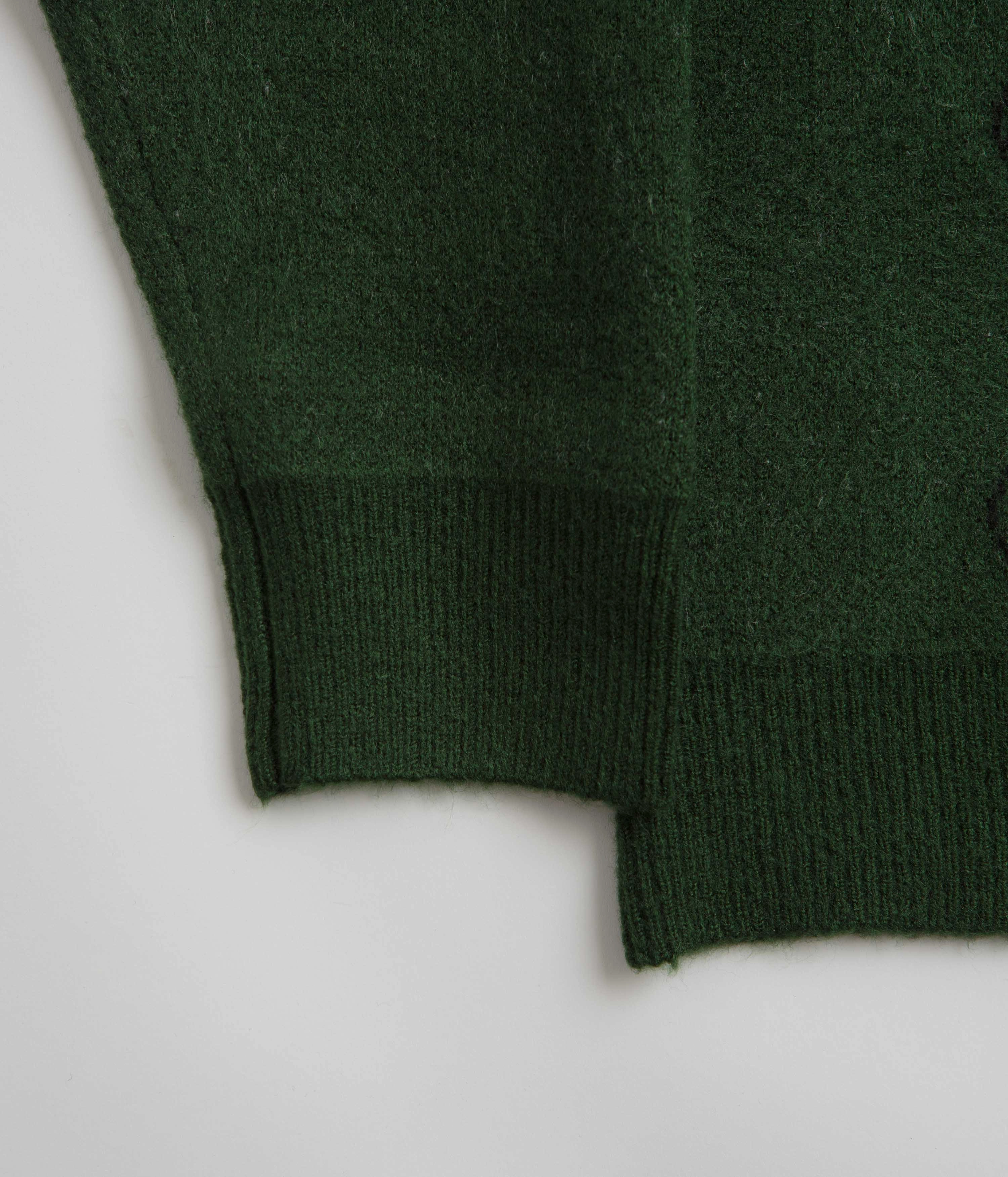 Helas Apres-Ski Polo Knit Sweatshirt - Green non hooded Pockets