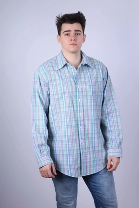 Mix-And-Match Reinforced Seams Brooks Brothers Mens L (XL) Casual Shirt Multicoloured Check Cotton Long Sleeve Top