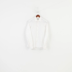 Tuckable Hem Duke's Men 40 S Casual Shirt Ecru Cotton Hand Made Long Sleeve Floral Print Vintage Top