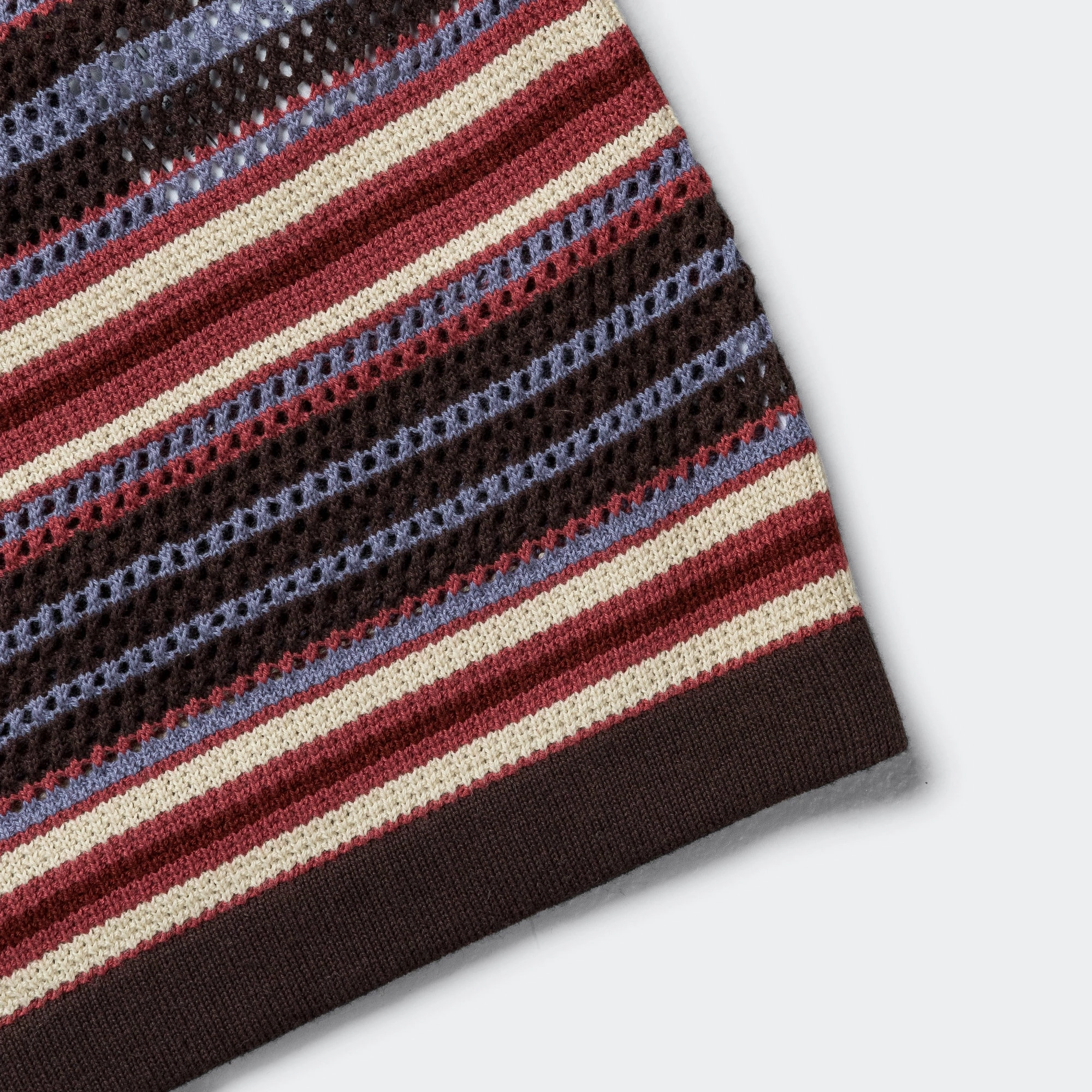 Stripe SS Knit Polo - Red Compact Fold Design Warm Layers