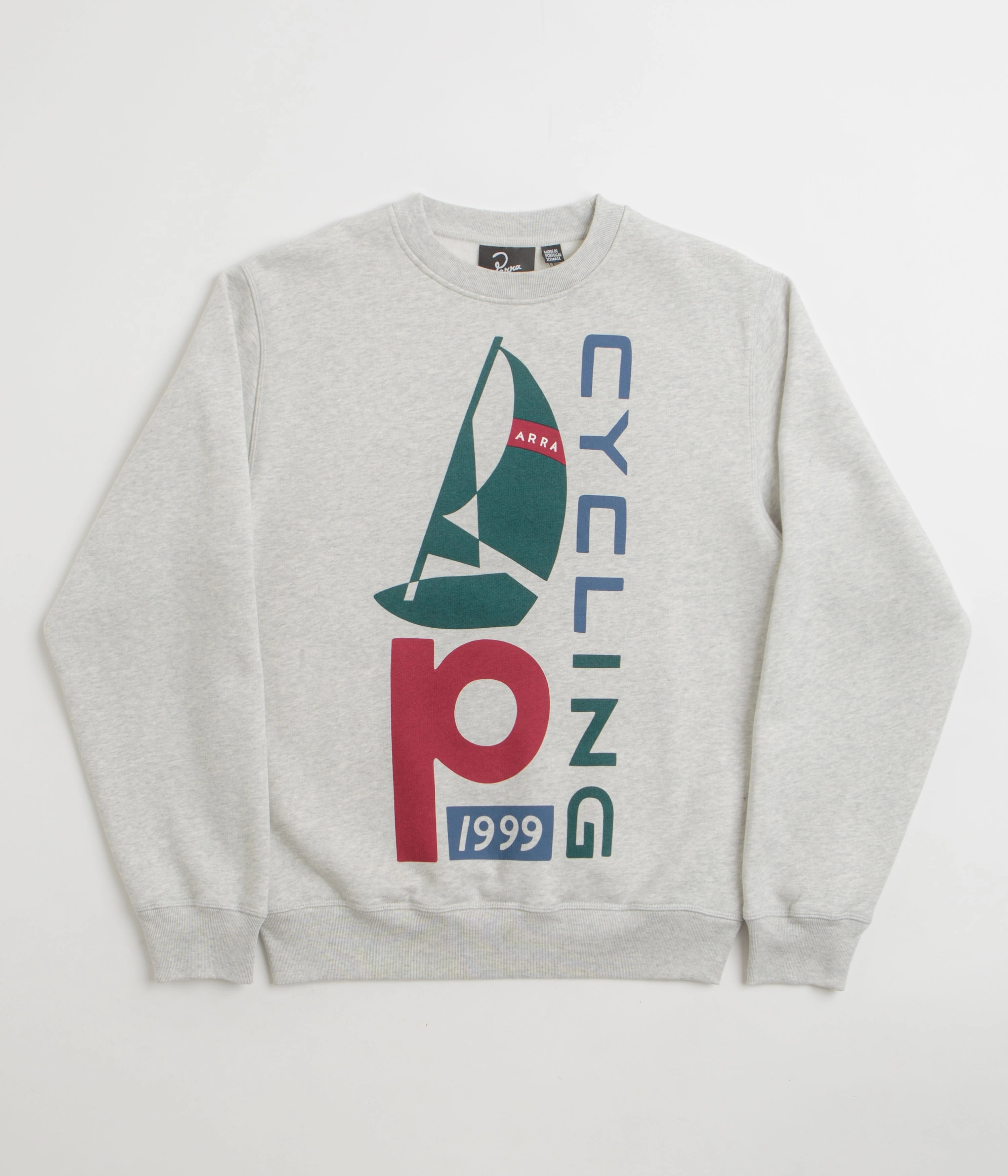by Parra Sail Bike Crewneck Sweatshirt - Heather Grey Oversized Design