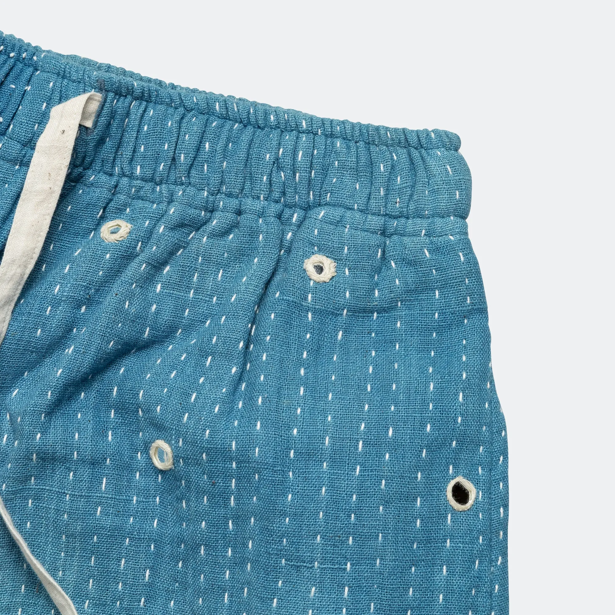 Reflective details Mirror Shorts - Kuntha Embroidery Indigo/Ecru