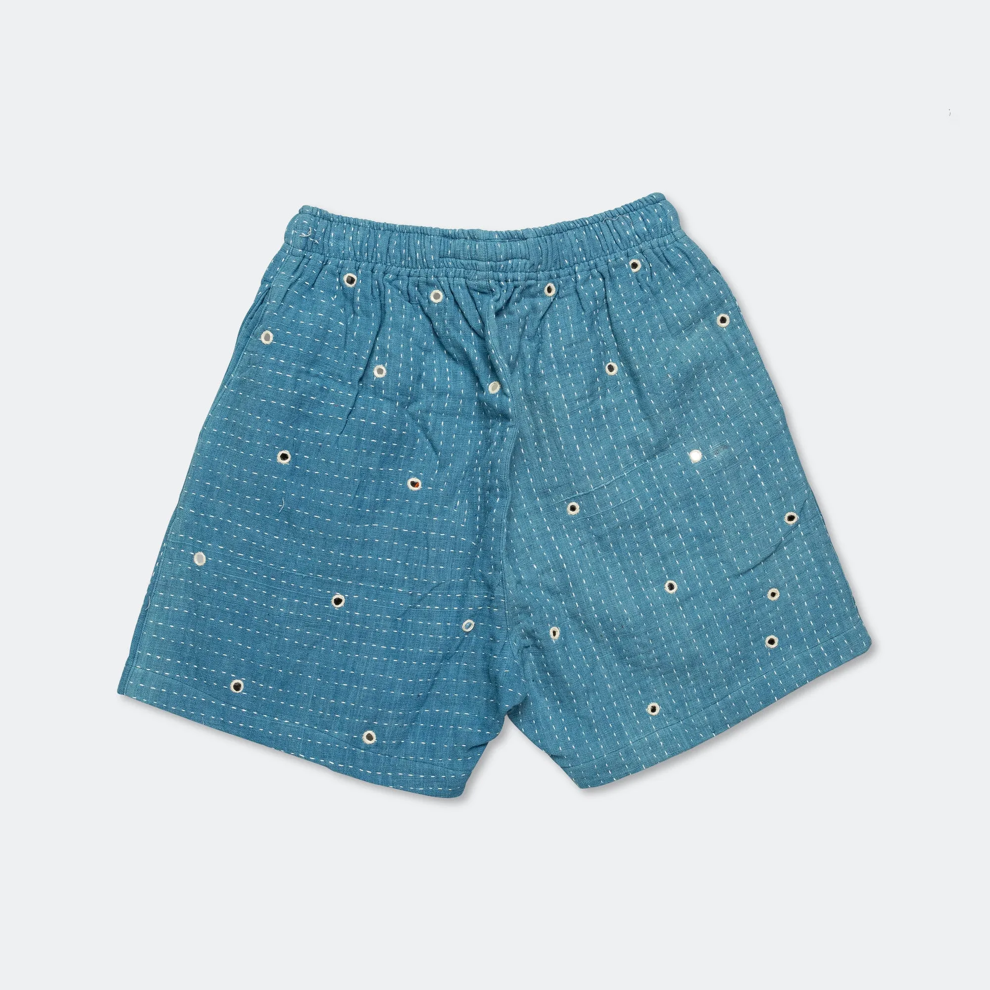 Mirror Shorts - Kuntha Embroidery Indigo/Ecru Abrasion Resistant Fabric
