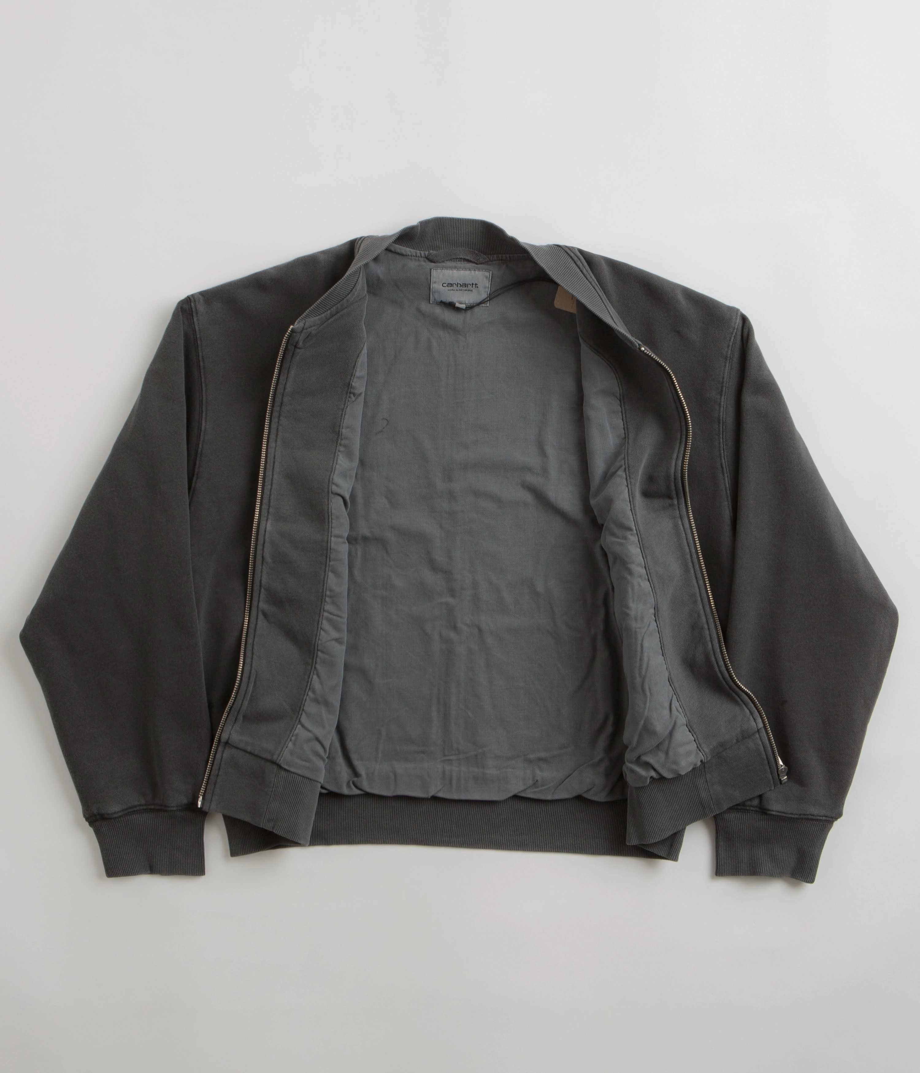 Carhartt Womens Nelson Sweat Bomber Jacket - Charcoal Vintage Style