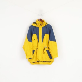 Fibre-Tex Men XL Jacket Yellow Vintage Outdoor Nylon Waterproof Hooded Top Multi Season Snow Friendly