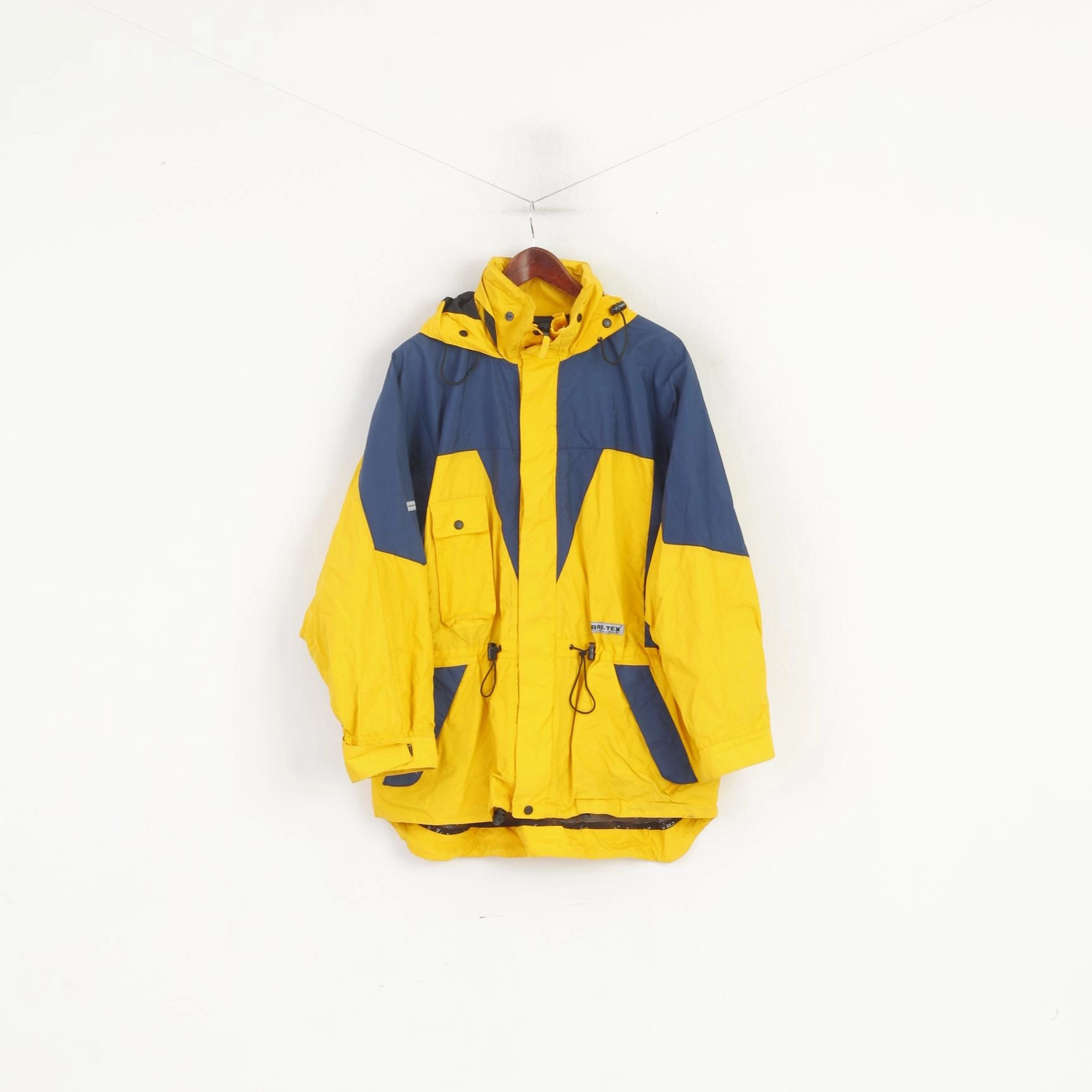 Fibre-Tex Men XL Jacket Yellow Vintage Outdoor Nylon Waterproof Hooded Top Multi Season Snow Friendly