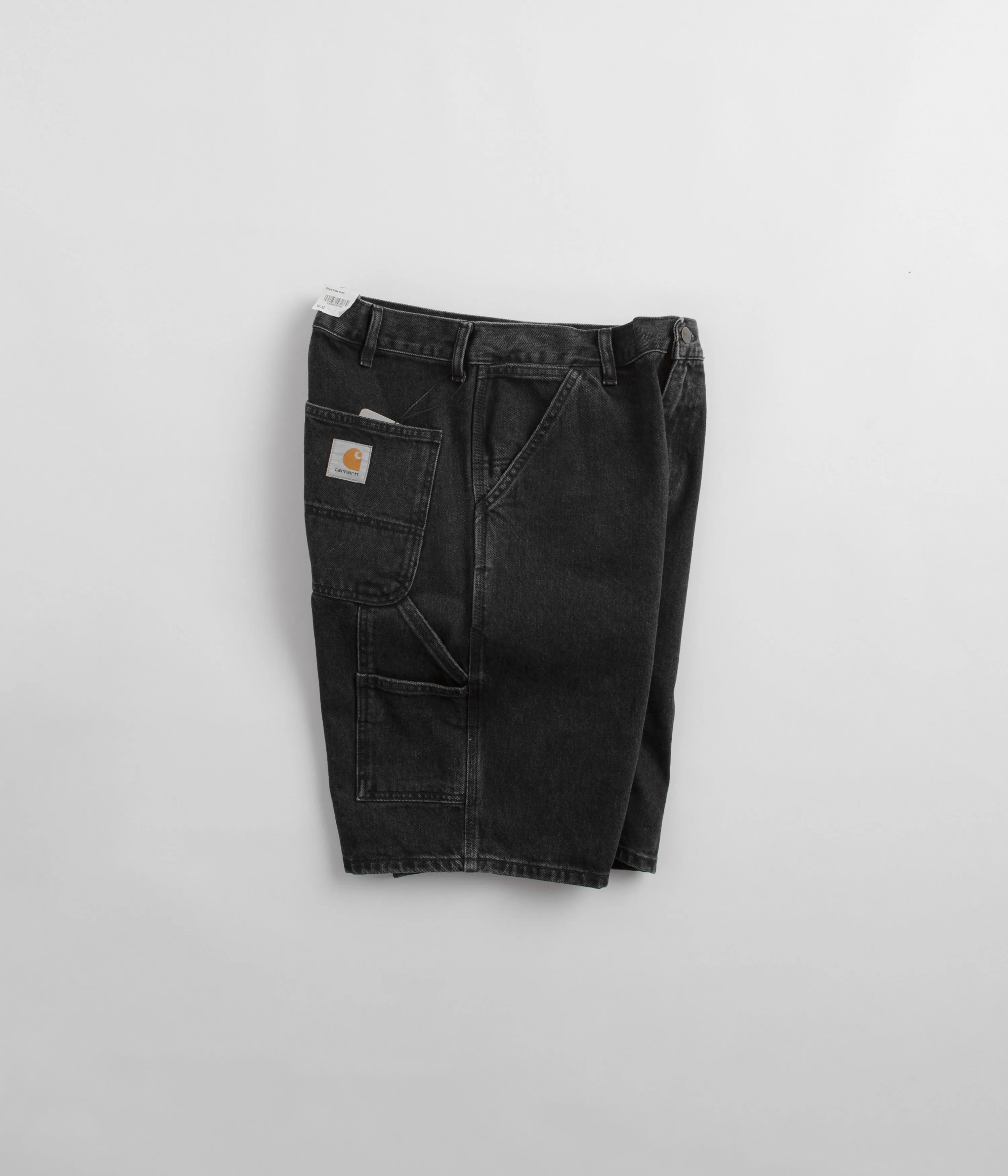 Carhartt Single Knee Shorts - Black Stone Washed light texture