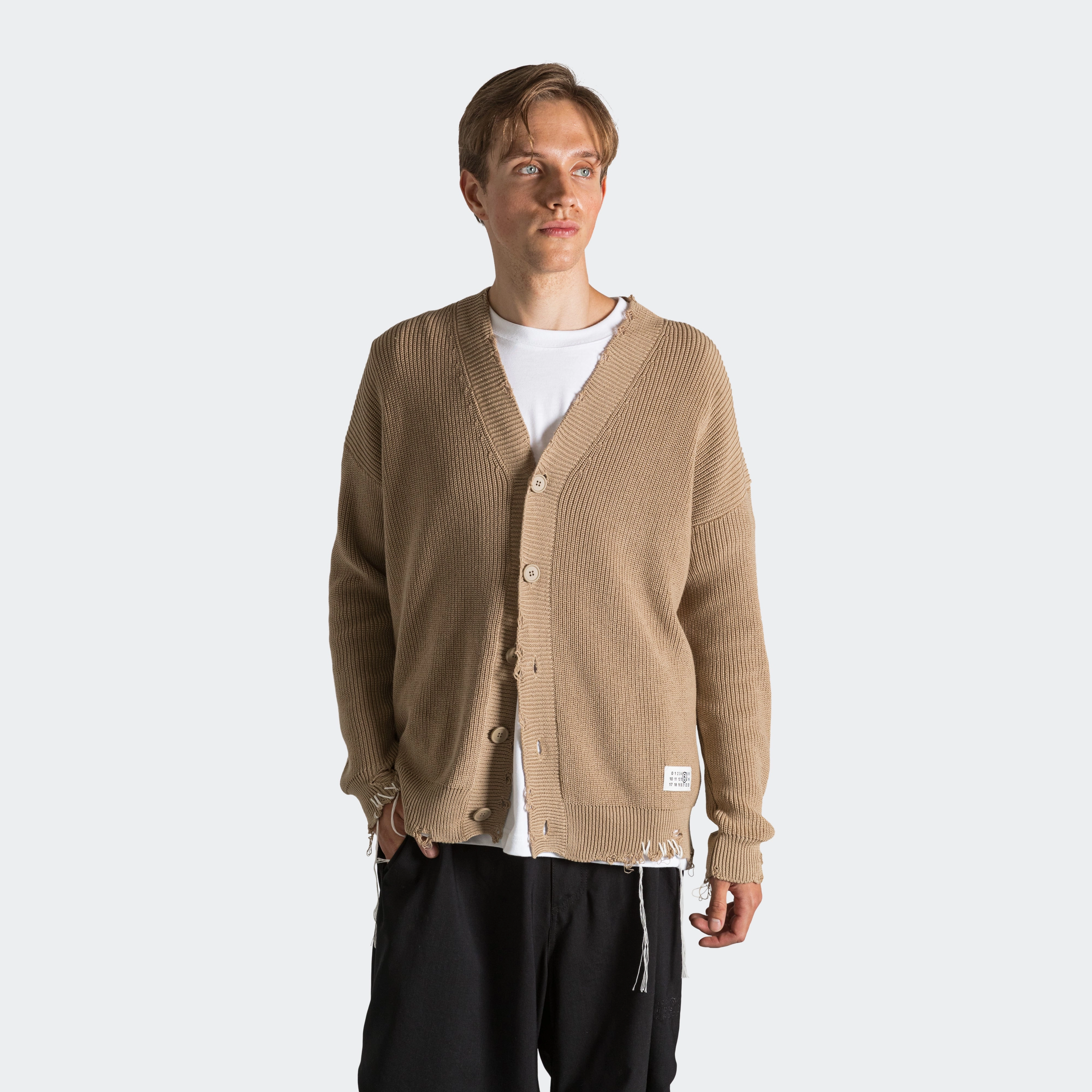 Warm Layers Cozy Mood Distressed Button-Up Cardigan - Beige