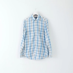 GANT Mens Casual Shirt L Long Sleeve Blue Cotton Checked Fitted Contemporary Look