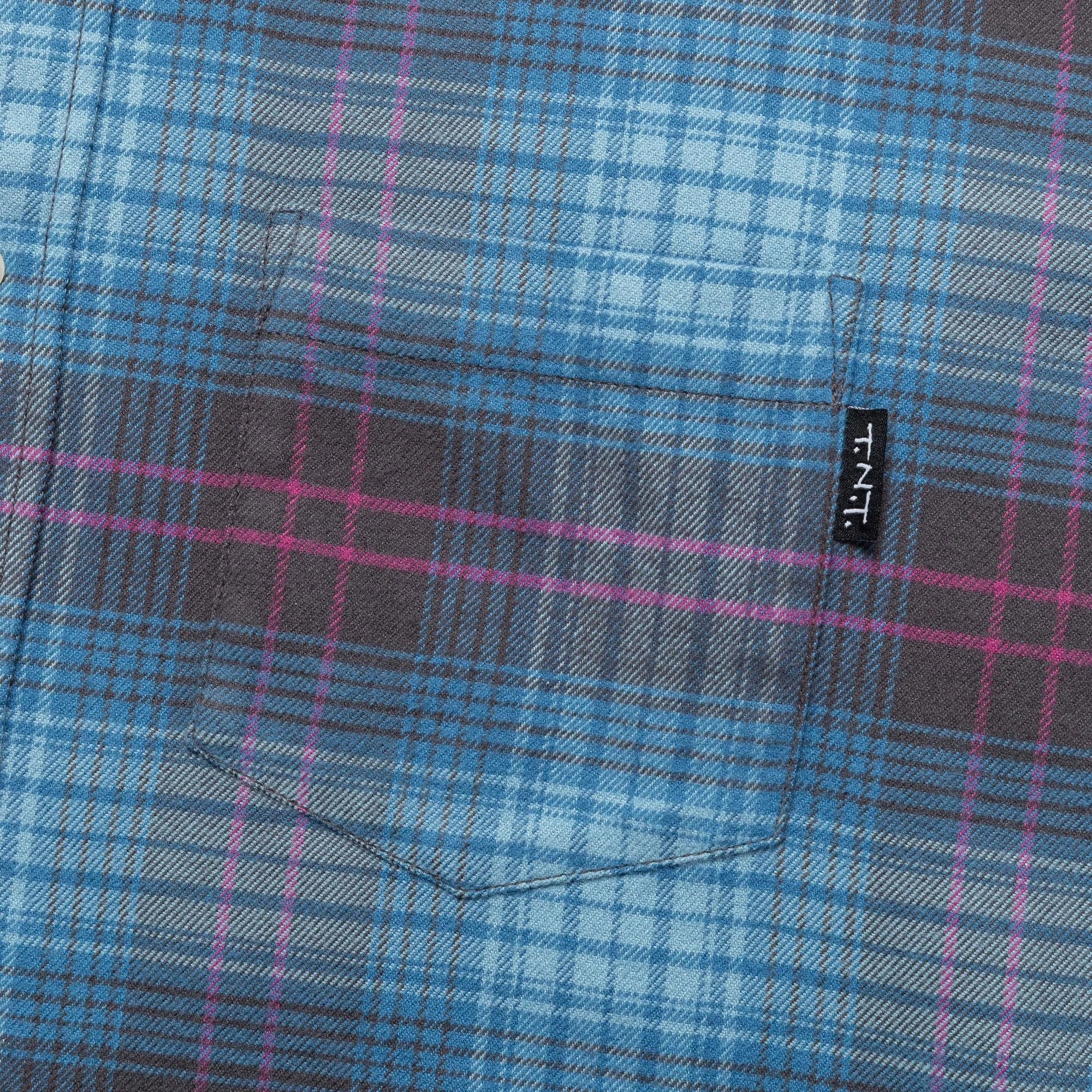 Printed Pattern Flannel Check Shirt - Blue