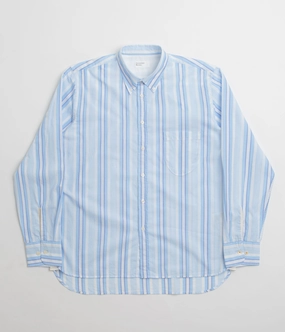 Universal Works Lazy Day Shirt - White / Blue Smart Casual Must-Have Item