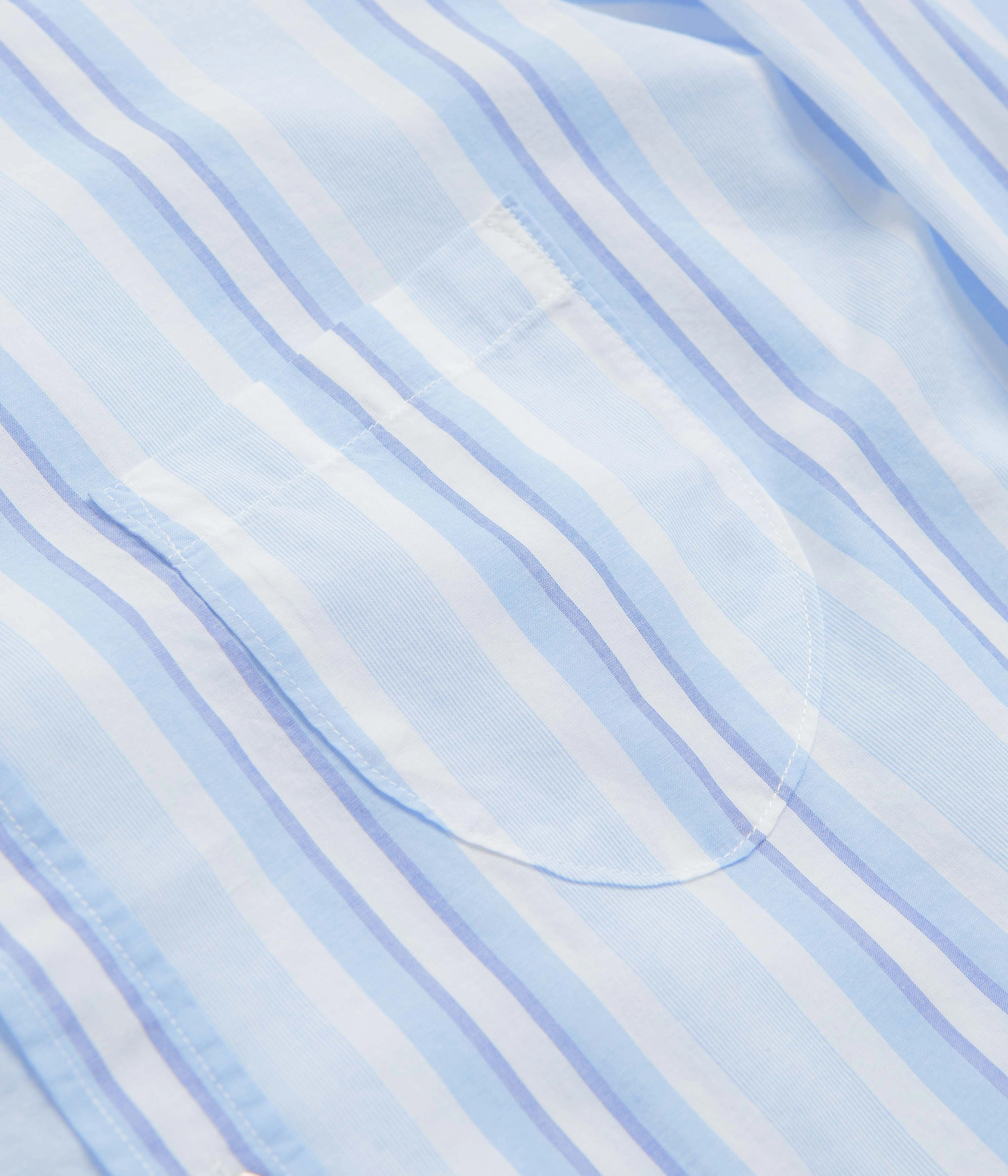 Universal Works Lazy Day Shirt - White / Blue Micro Perforated Texture