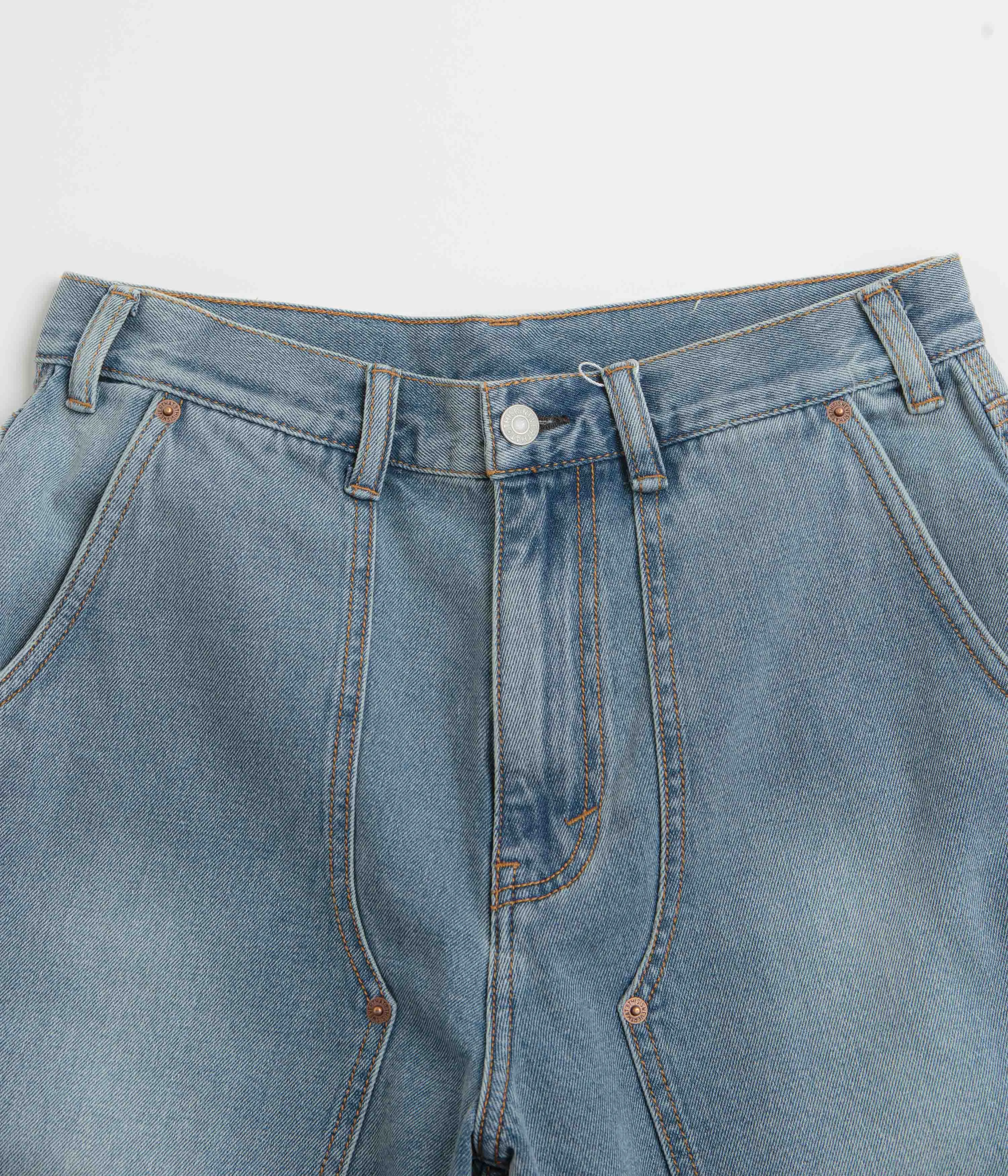 thisisneverthat Denim Carpenter Shorts - Washed Blue Multi Directional Flex Zones