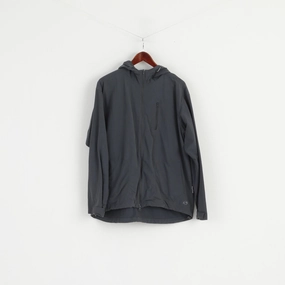 Trail Friendly Sign Sprayway Men L Jacket Gray Lightweight Nylon Waterproof Hooded Casual Top