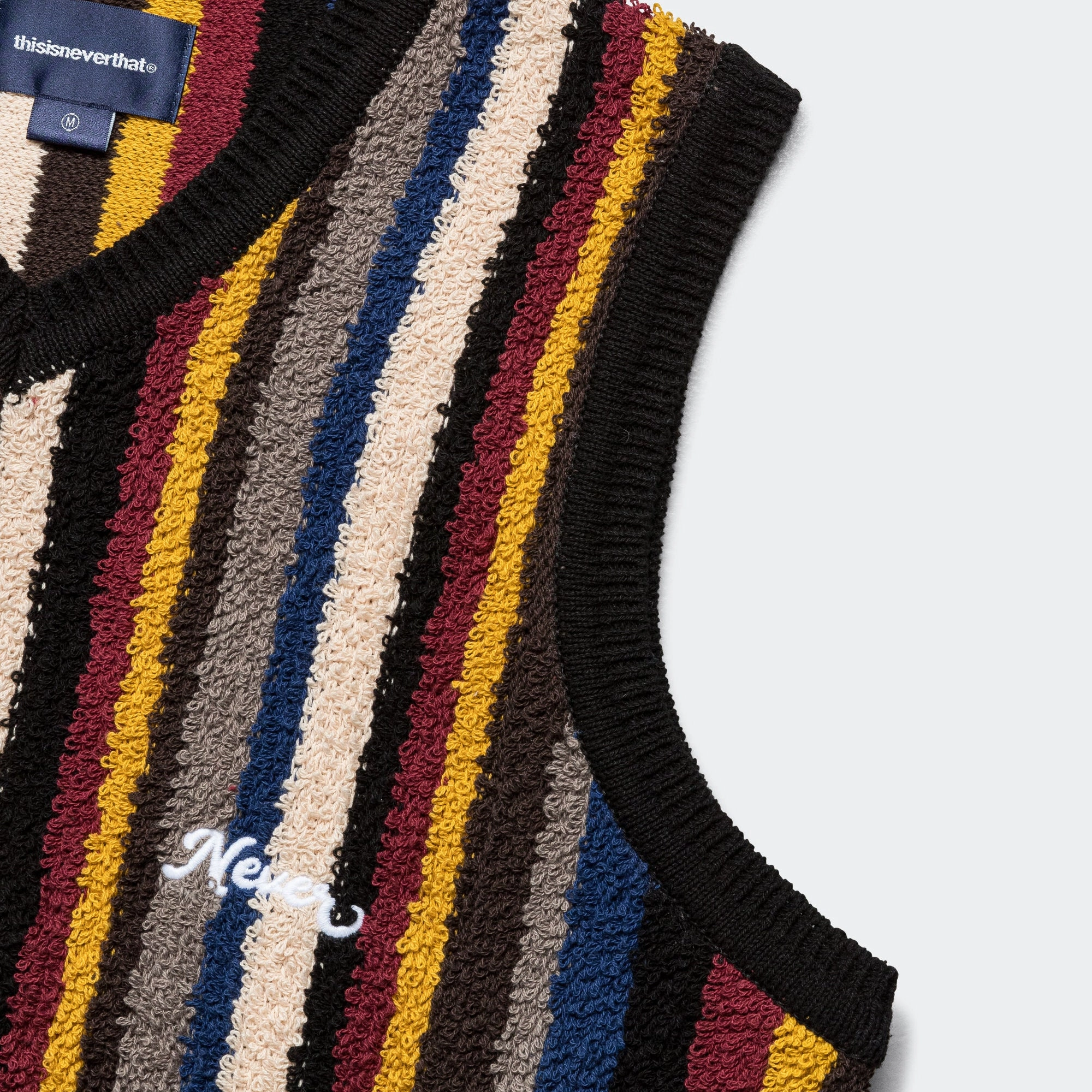 Draft Block Striped Knit Vest - Black