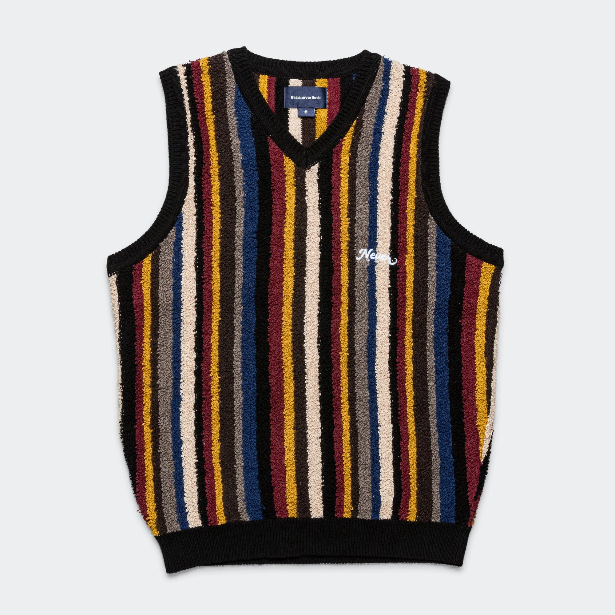 Striped Knit Vest - Black Reflective details Magnetic Closure Option