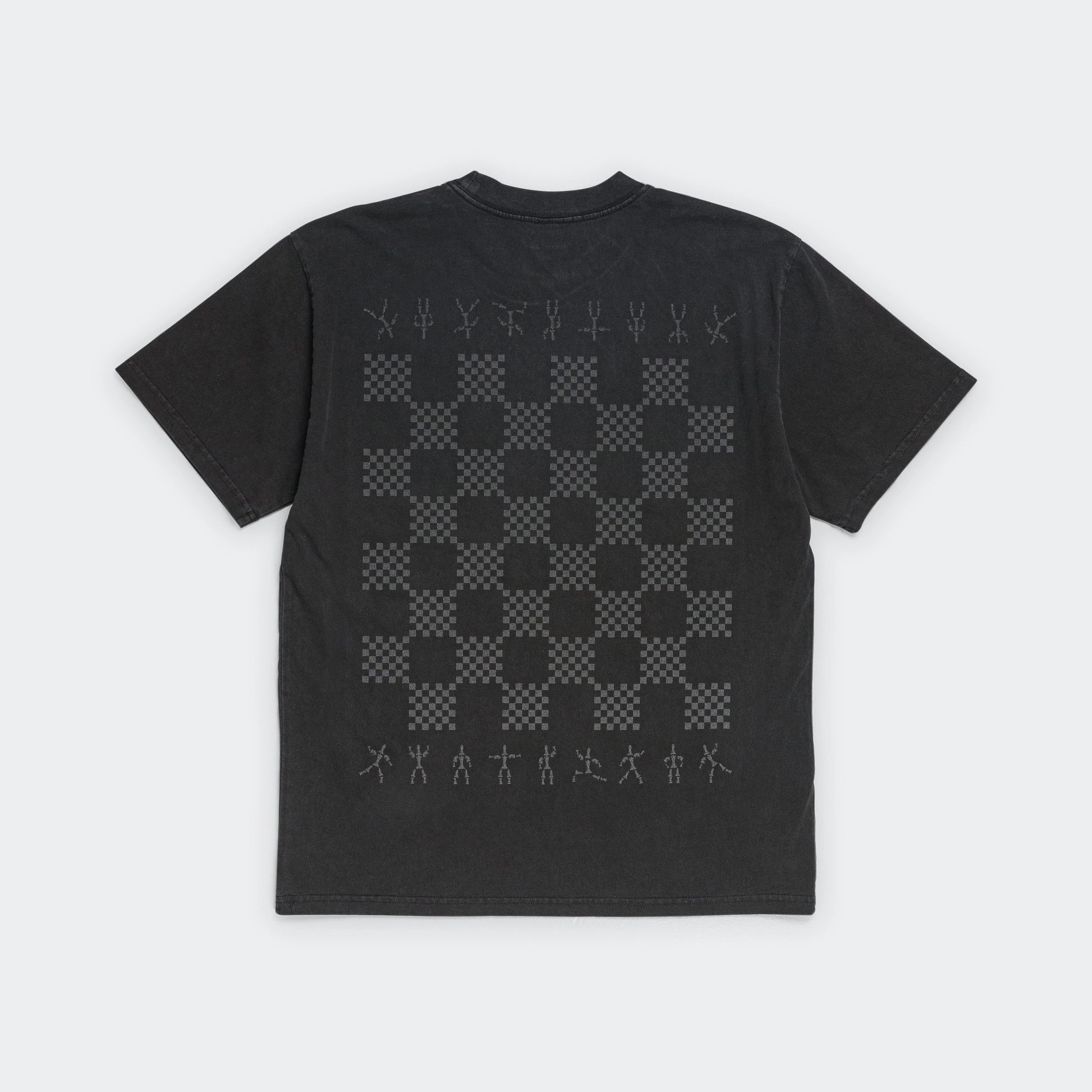 Raw Edge Hem homecoming UP THERE X ATAB Lab 'Chess Board' Tee - Faded Coal/Reflective
