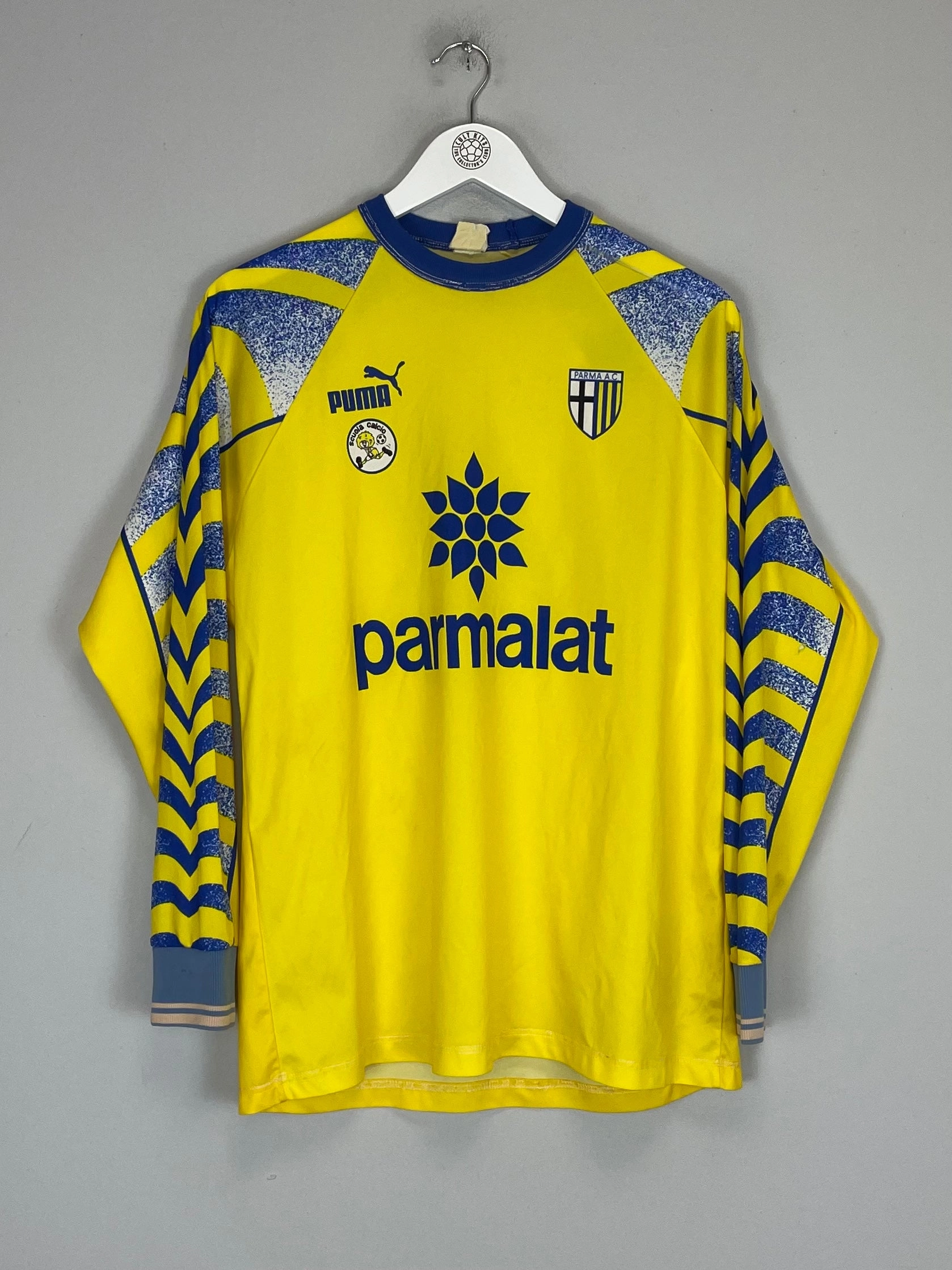 1995/97 PARMA TRAINING SHIRT "SCUOLA CALCIO" (M) PUMA Ultra Soft Feel Roll Up Cuff System