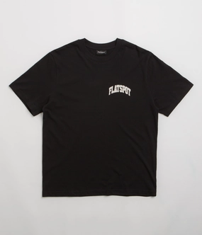 flatspot Collegiate T-Shirt - Black Quick Release Hem VintageWashEffect