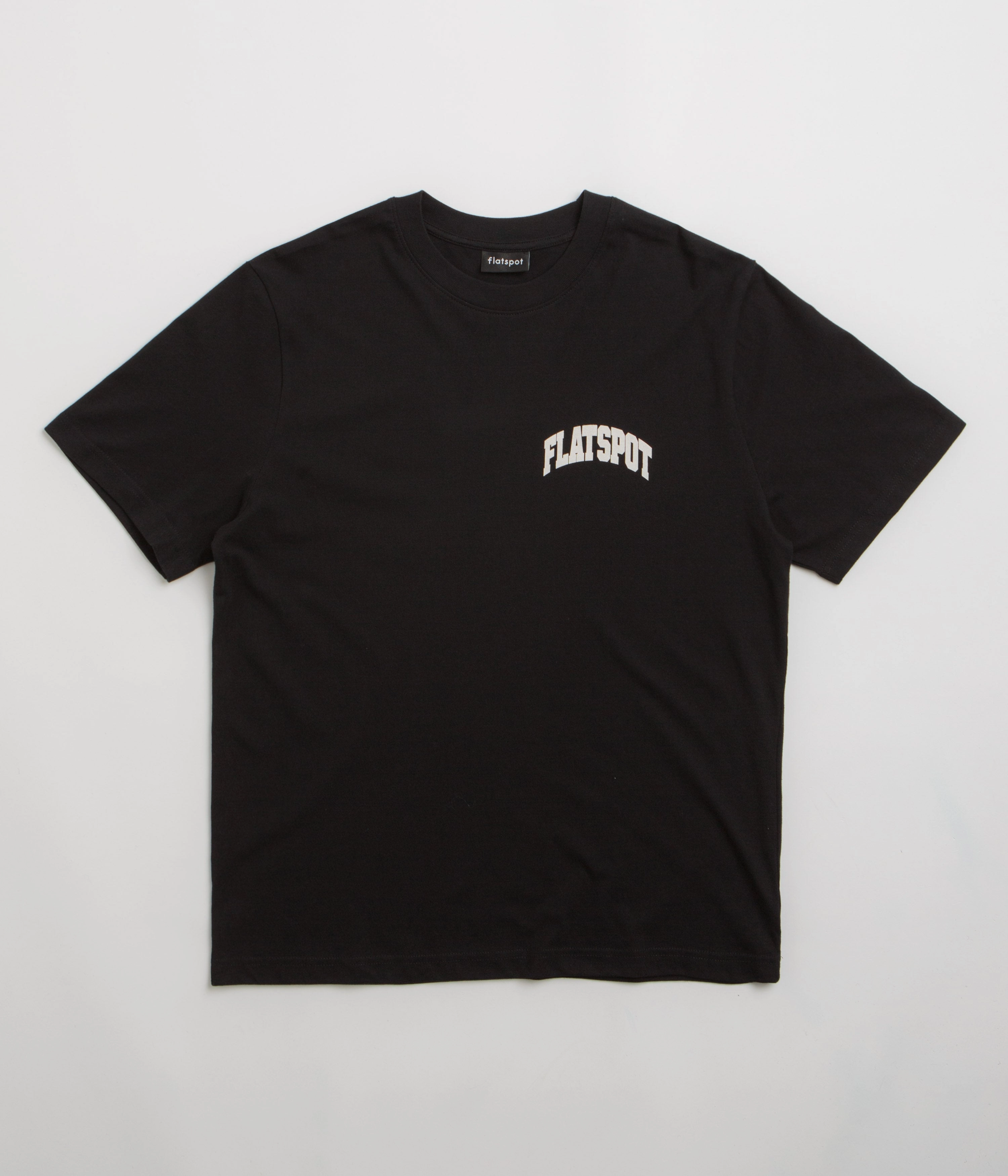 flatspot Collegiate T-Shirt - Black Quick Release Hem VintageWashEffect