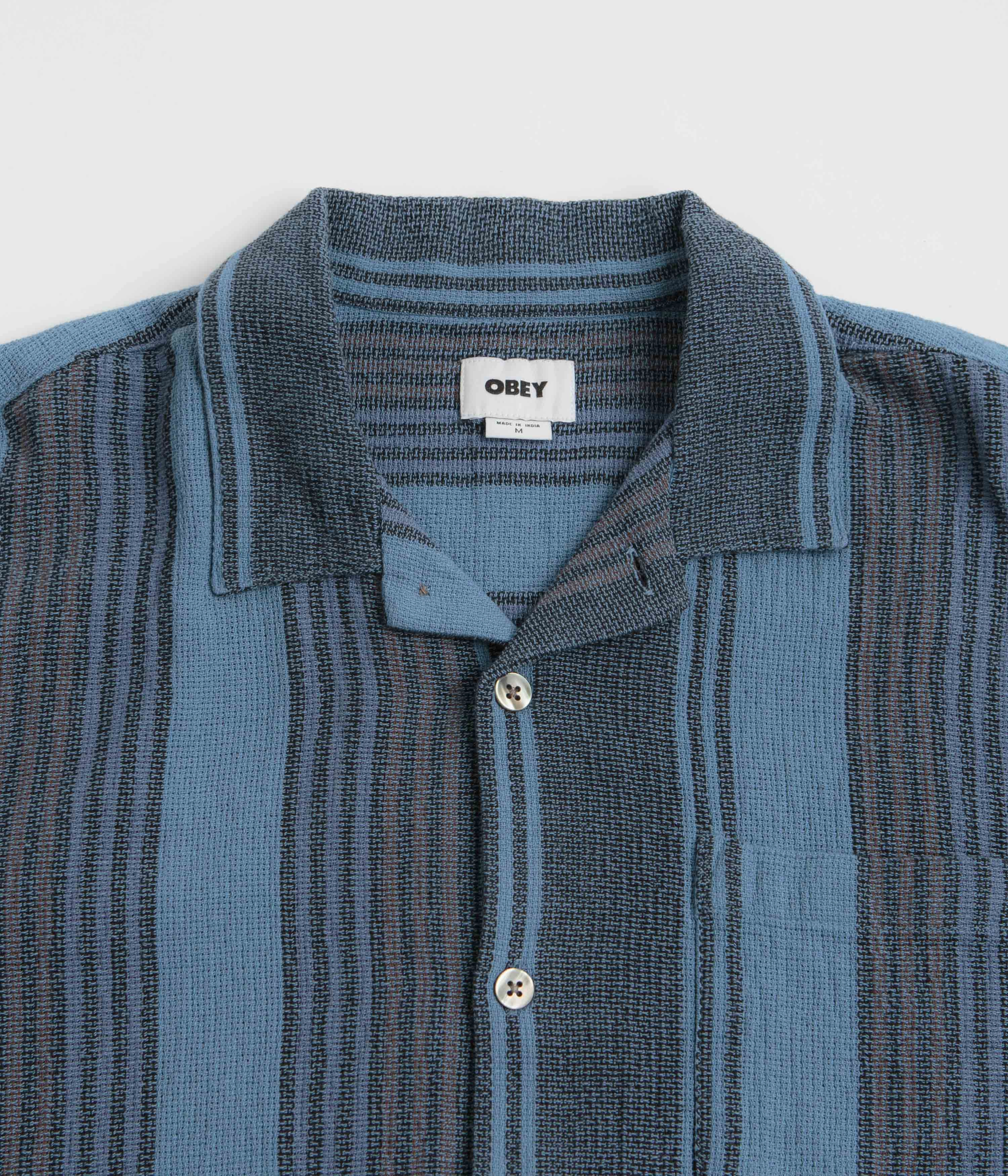 Obey Frazer Short Sleeve Shirt - Black Multi Adjustable Cuff Closure Modern Look