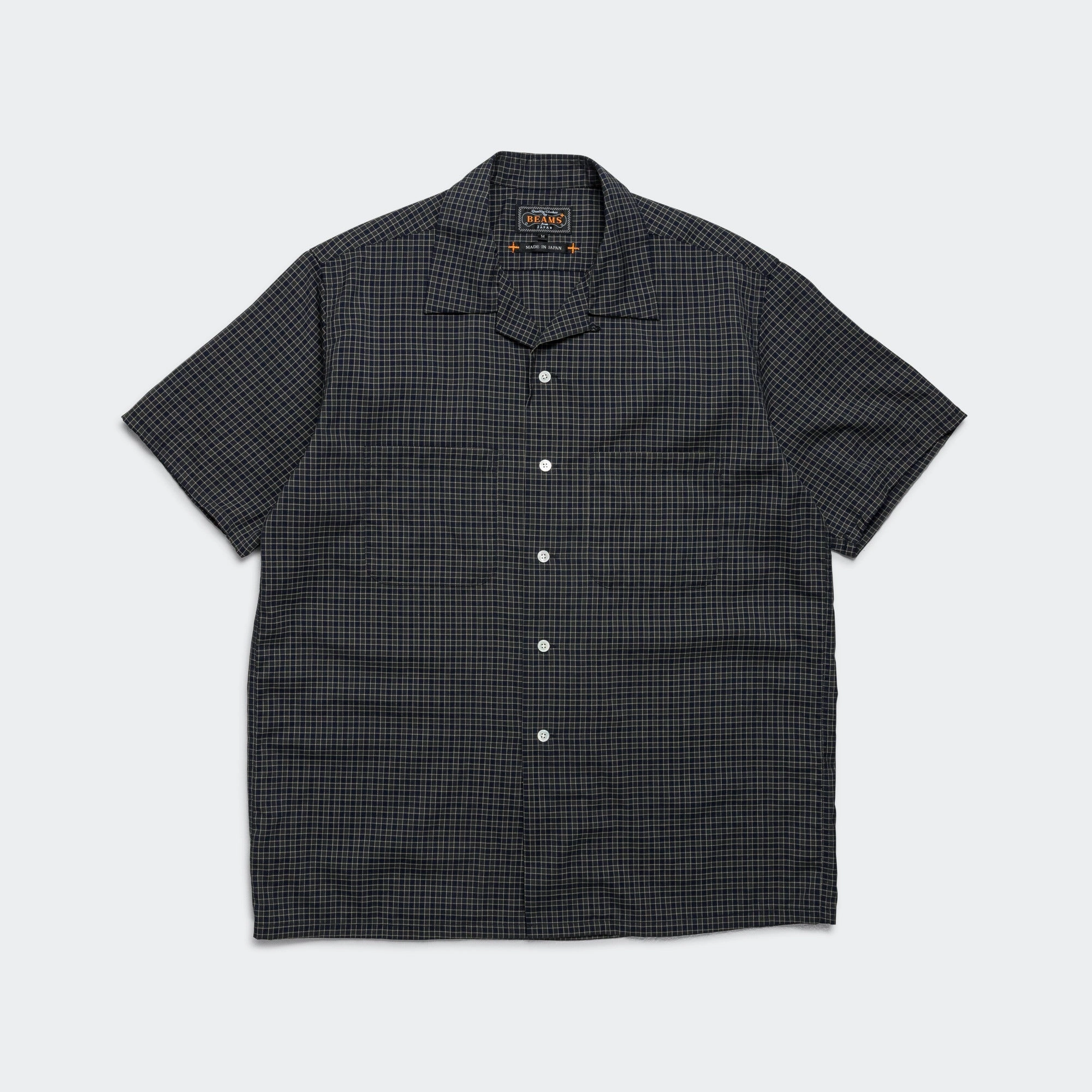 Tall Option Contrast Stitch Open Collar Washable Wool Plaid - Green