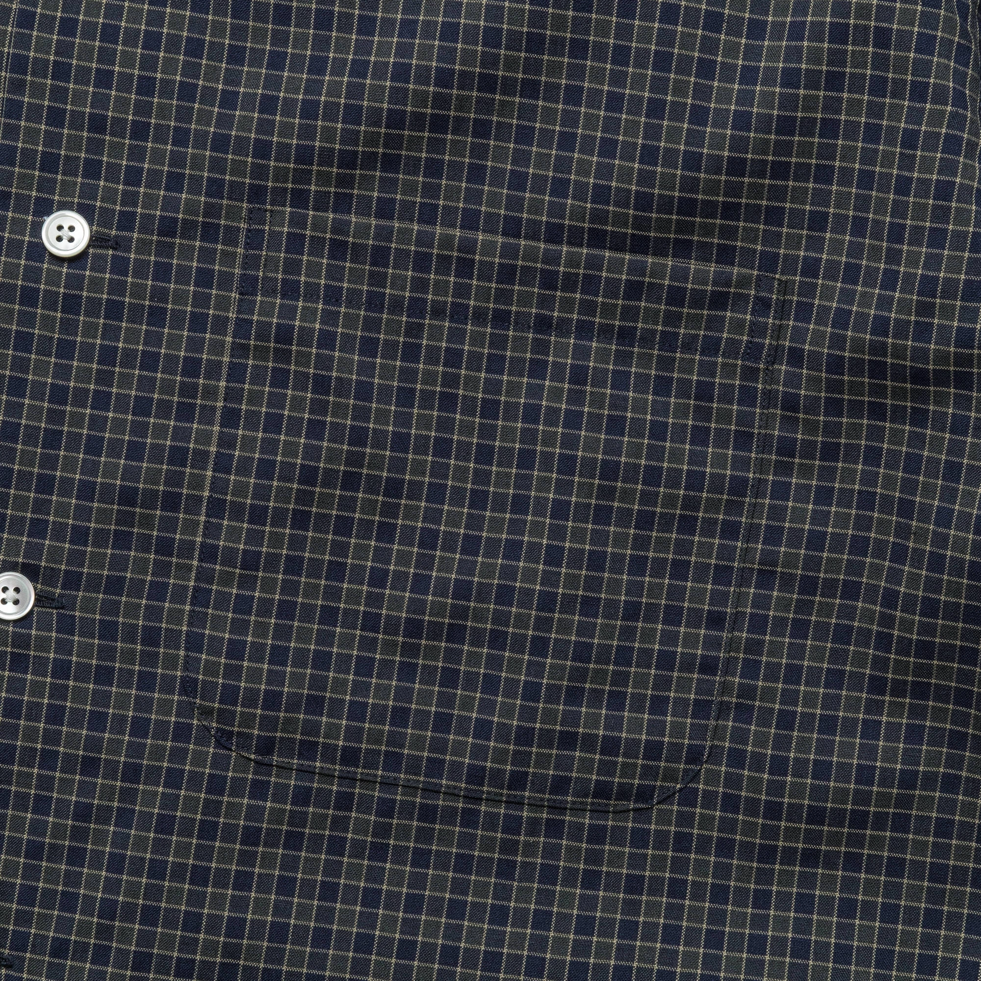 Open Collar Washable Wool Plaid - Green Soft Touch Fabric Thermoregulating Fabric