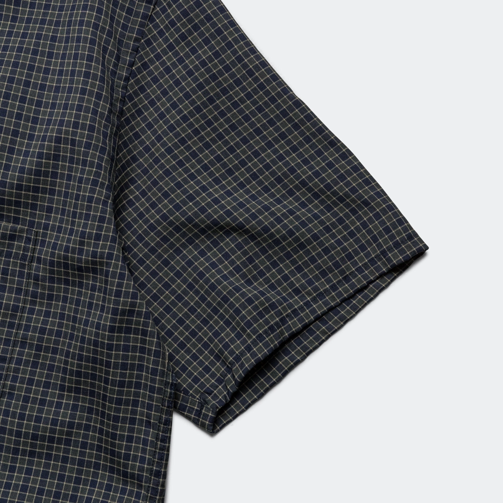 Statement Maker Hidden Button Placket Open Collar Washable Wool Plaid - Green